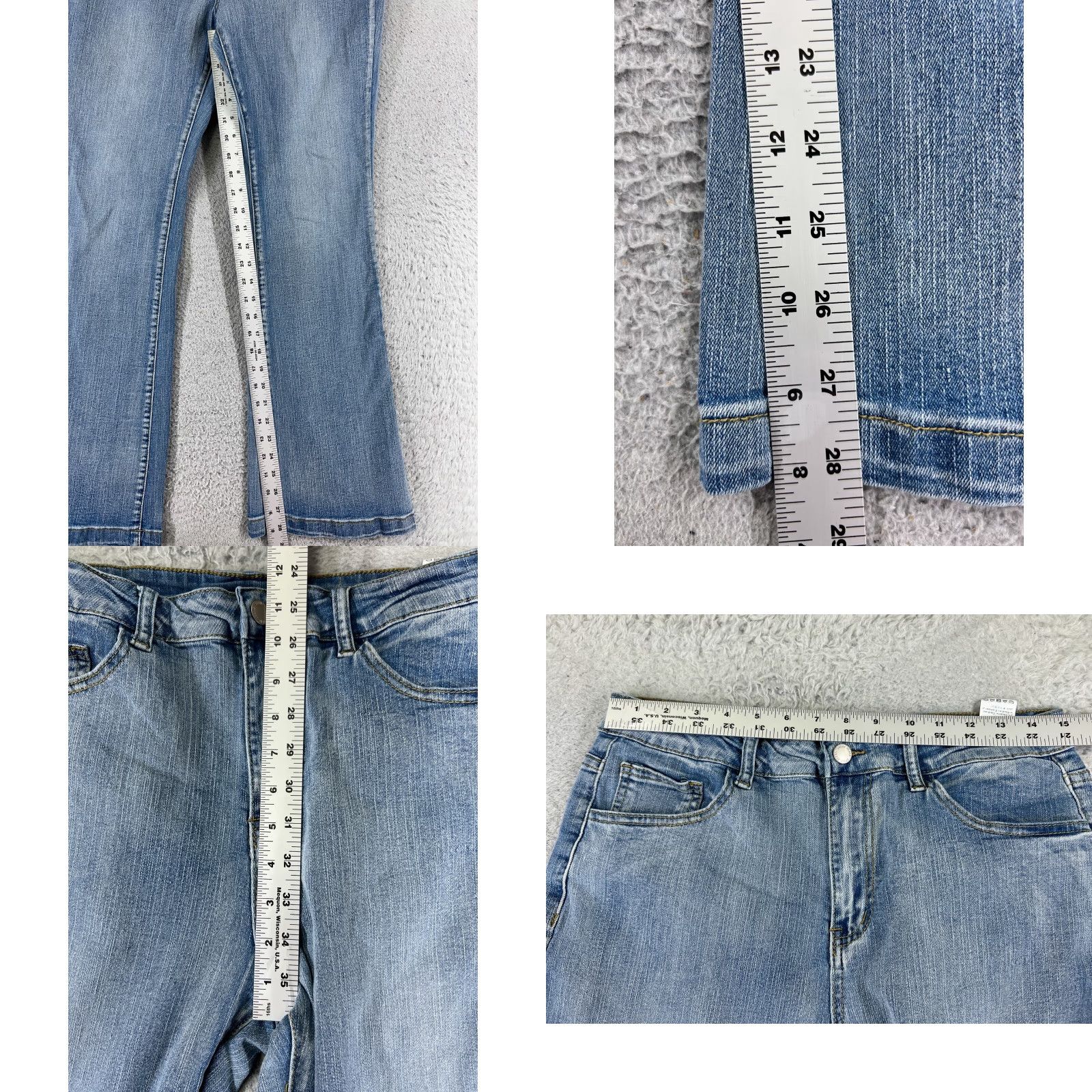 Shein SheIn Jeans Adult 28 Blue Denim Flared High Rise Cotton Embroidered 28x28 Zipper Button 5-Pocket Medium Womens Size 28" / US 6 / IT 42 - 8 Thumbnail