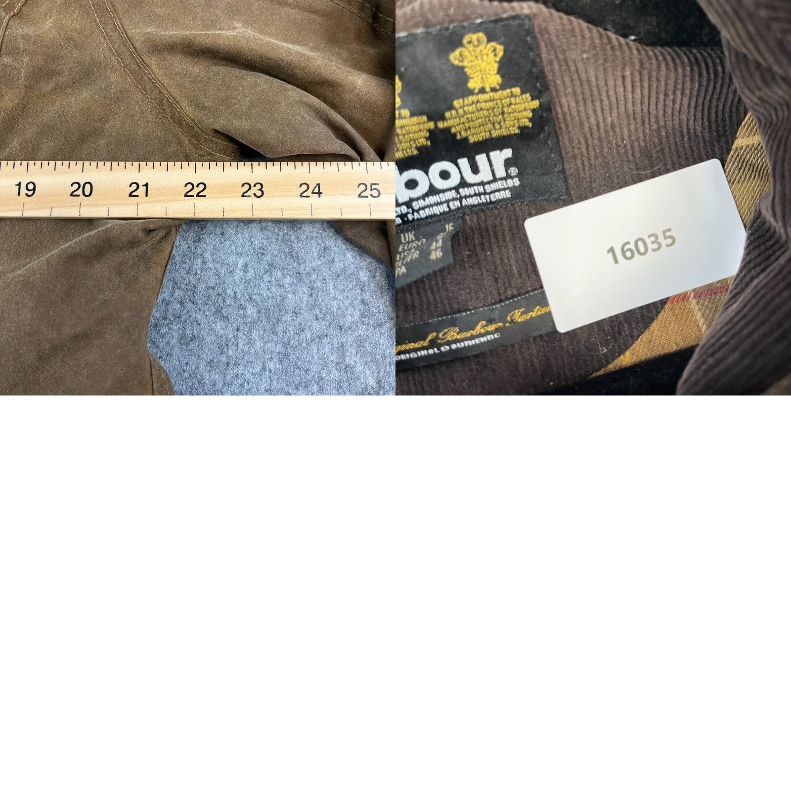Barbour VTG Barbour L1905 Short Newmarket Wax Jacket UK 16 Tan Made in England Womens Size 38" / US 16 / IT 52 - 11 Thumbnail