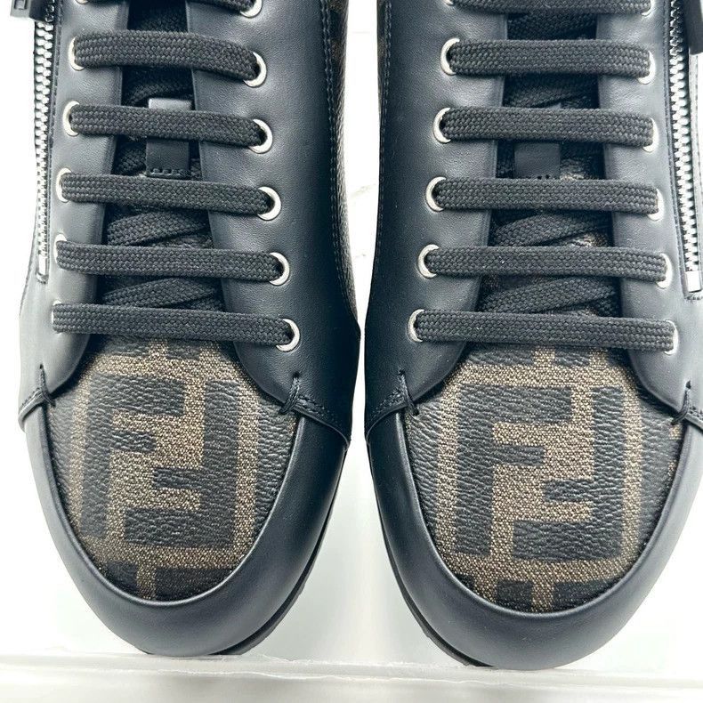 Fendi Fendi Black Brown Logo LaceUp Sneakers Size US 8.5 / EU 41-42 - 6 Thumbnail