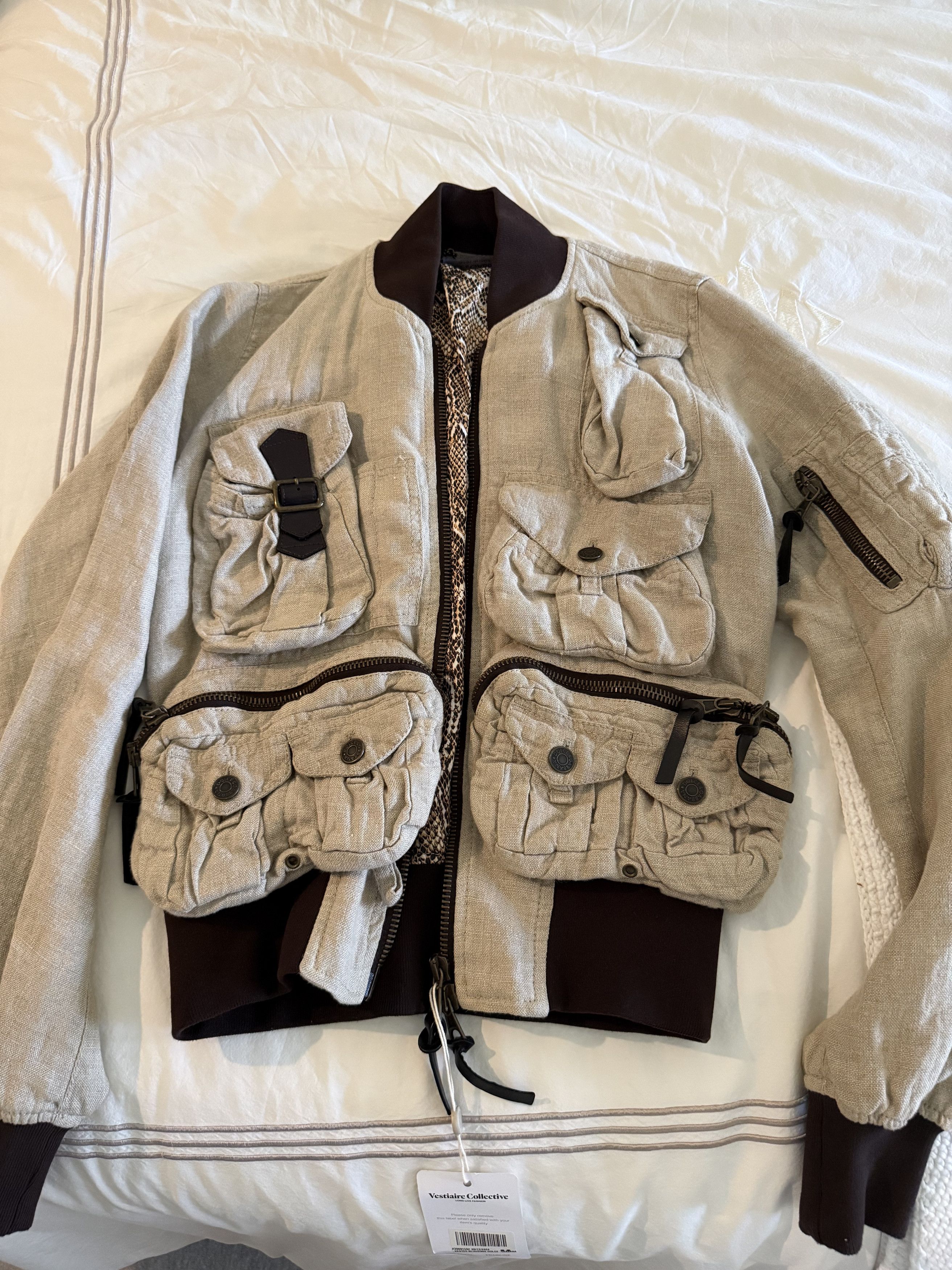 Dolce & Gabbana SS2003 Dolce & Gabbana Cargo Hunter Linen Jacket Size XS / US 0-2 / IT 36-38 - 2 Thumbnail