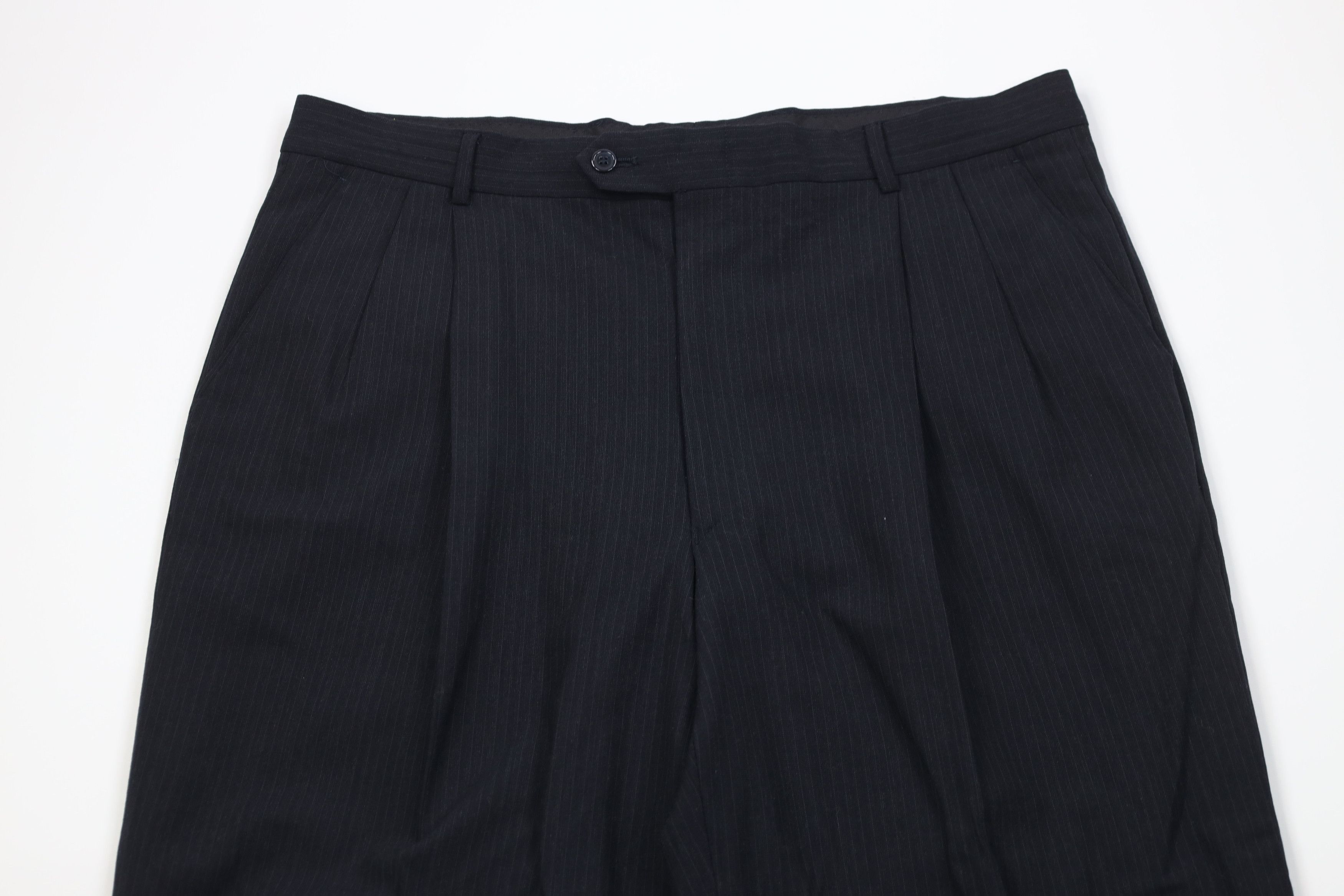 Vintage Vintage 90s Streetwear Pinstriped Wide Leg Chino Pants Black Size US 36 / EU 52 - 2 Thumbnail