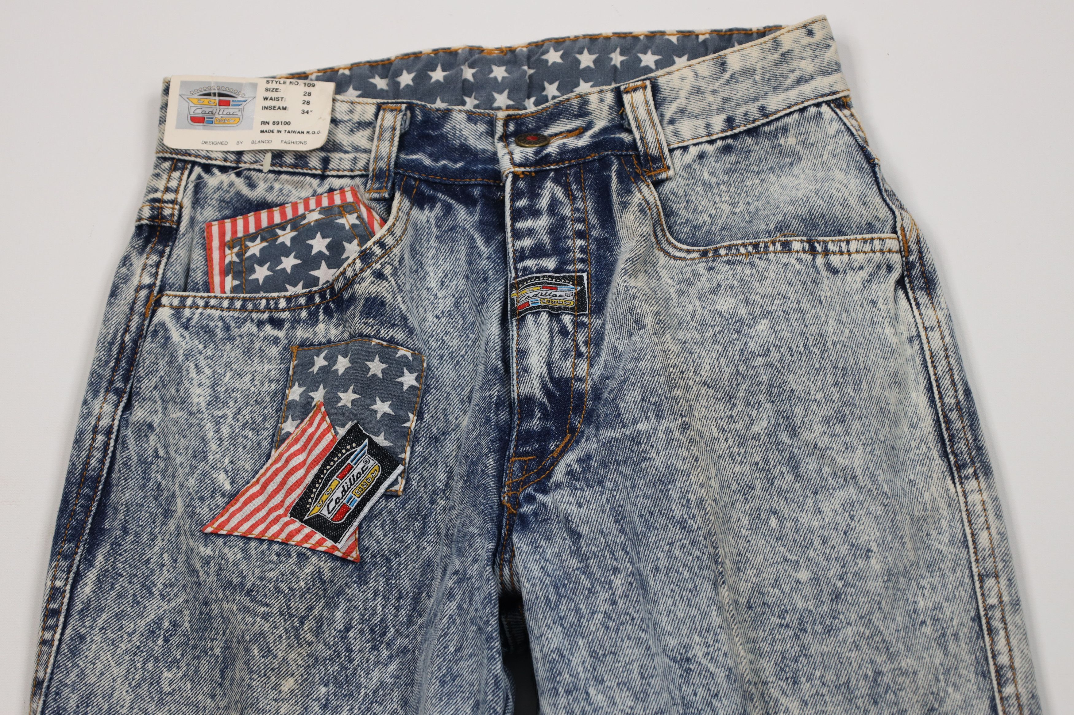 Cadillac Deadstock Vintage 80s 90s Cadillac Acid Wash Denim Jeans Size 28" / US 6 / IT 42 - 2 Thumbnail