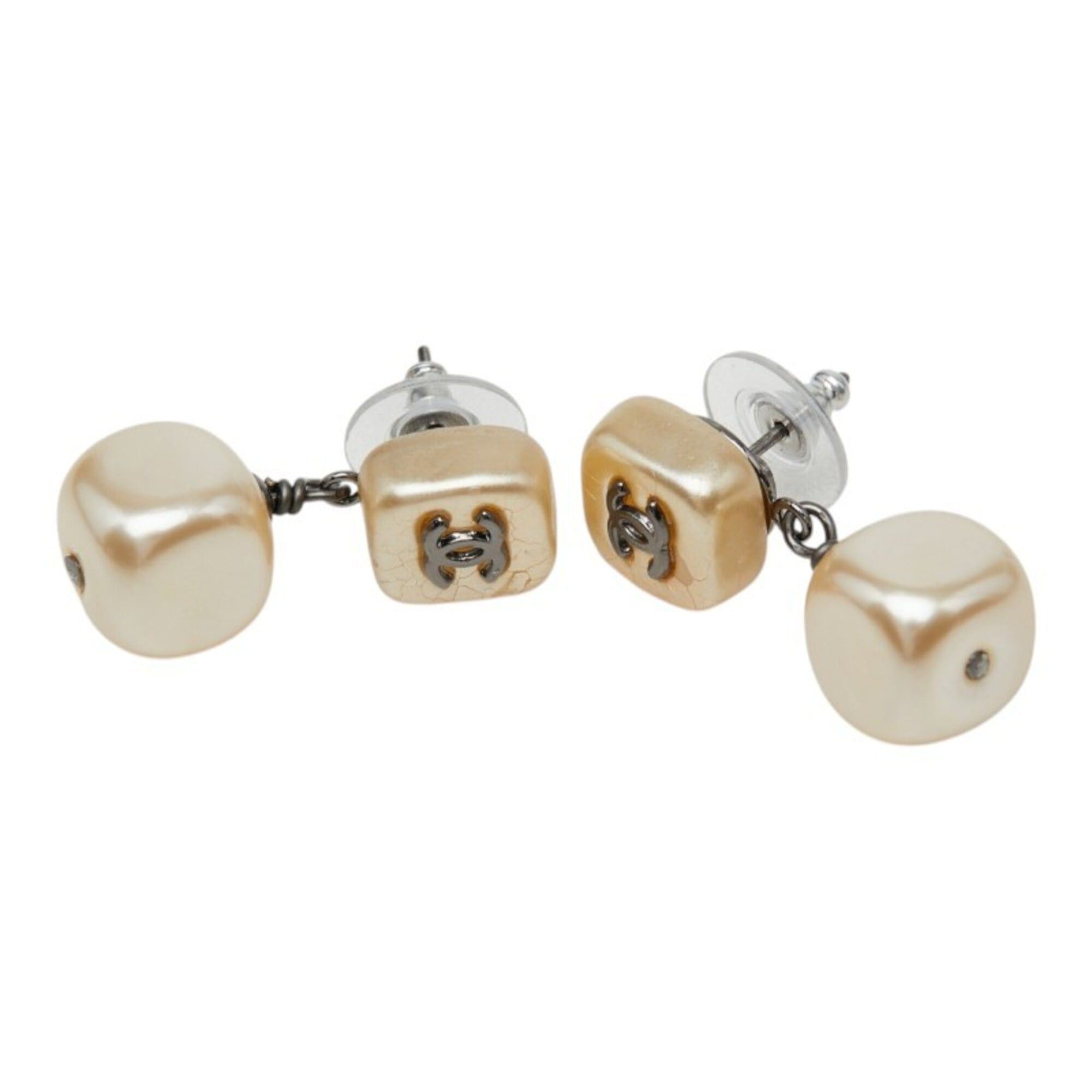 Chanel Chanel Coco Mark Stud Earrings 02A Gold Faux Pearl Women's CHANEL Size ONE SIZE - 1 Thumbnail