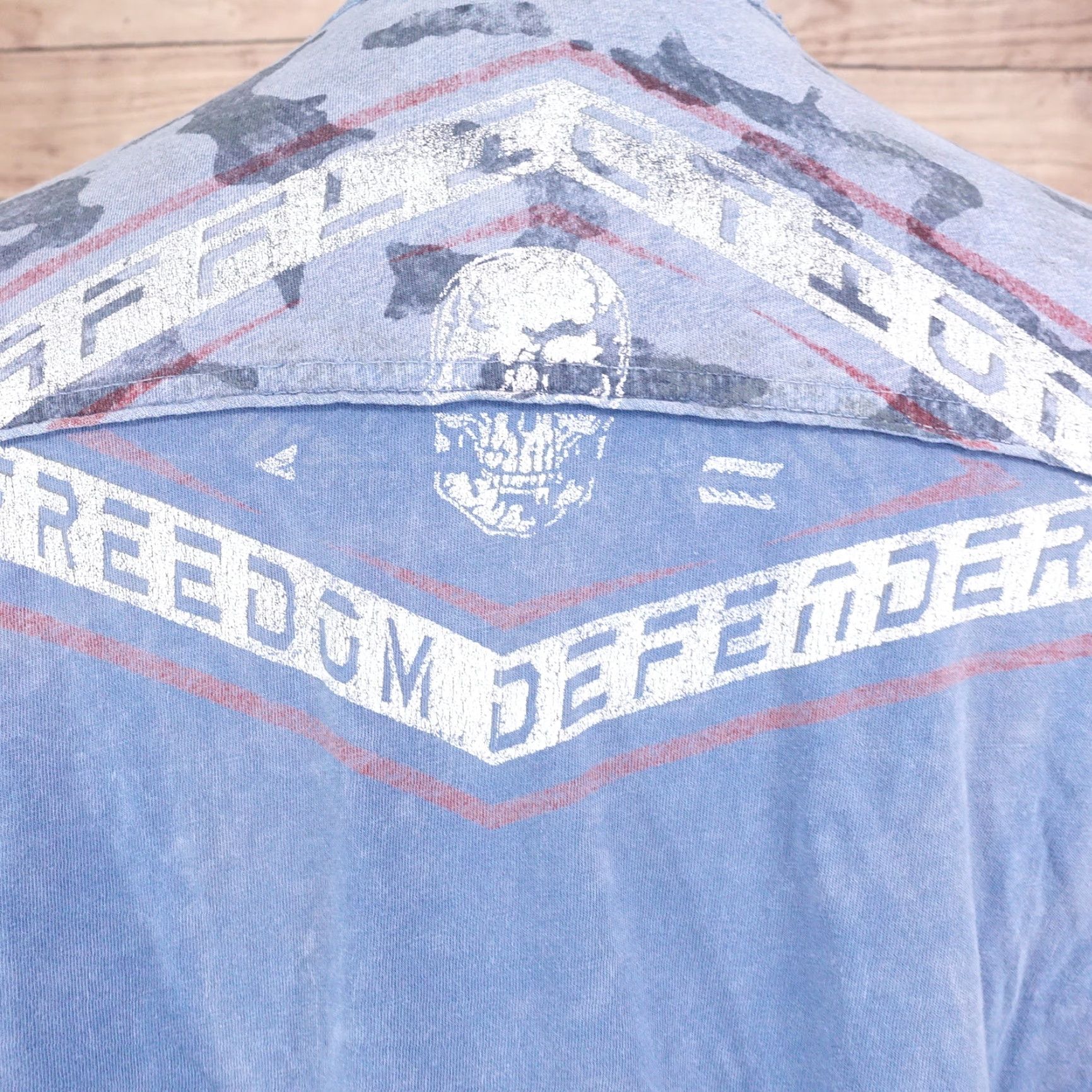 Affliction VINTAGE AFFLICTION FREEDOM DEFENDER BLUE SHORT SLEEVE SHIRT XL ADULT BLUE 2000s CONCERT MENS Size US L / EU 52-54 / 3 - 6 Thumbnail
