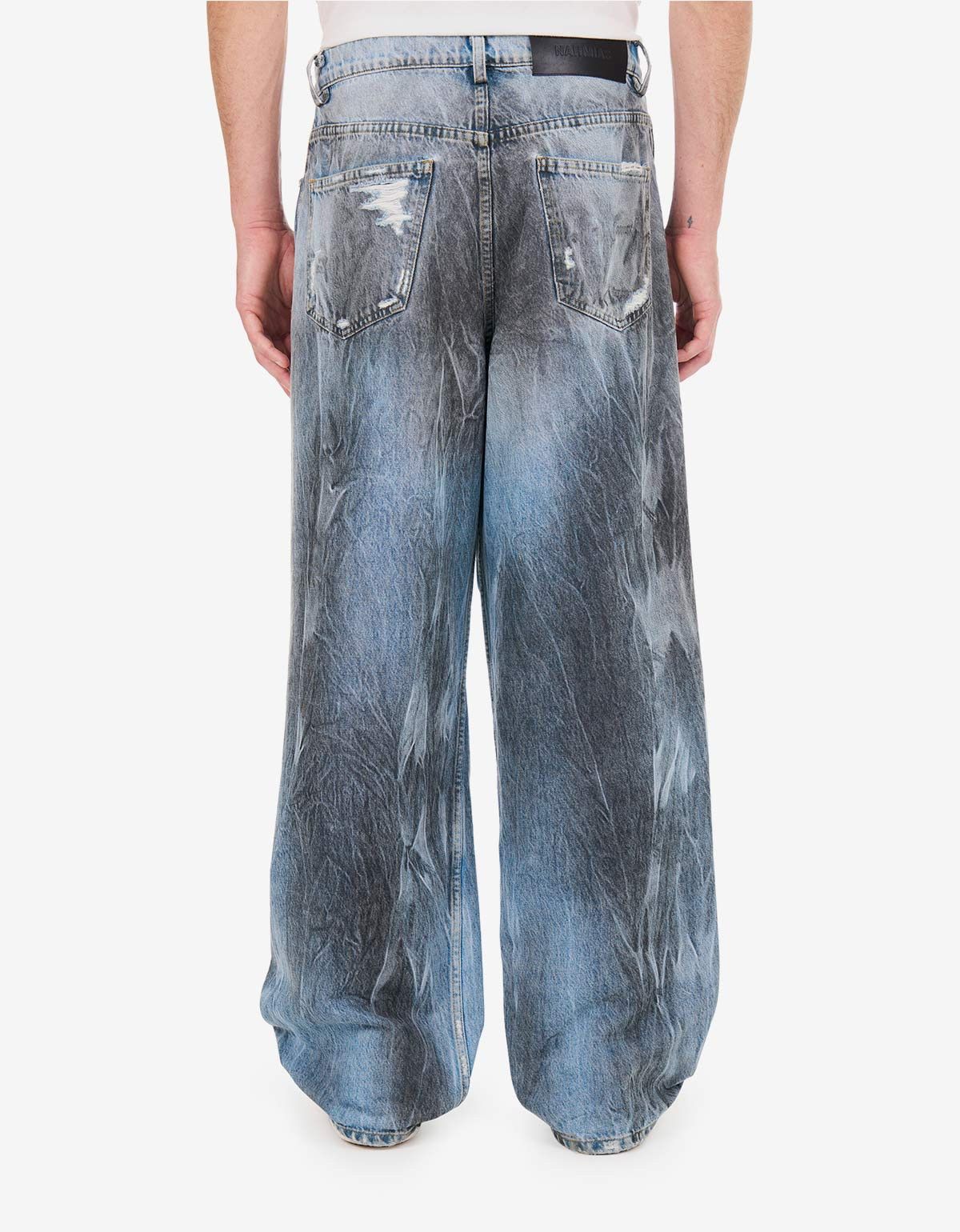 Nahmias Nahmias Blue Thrashed Baggy Jeans Size US 32 / EU 48 - 2 Thumbnail
