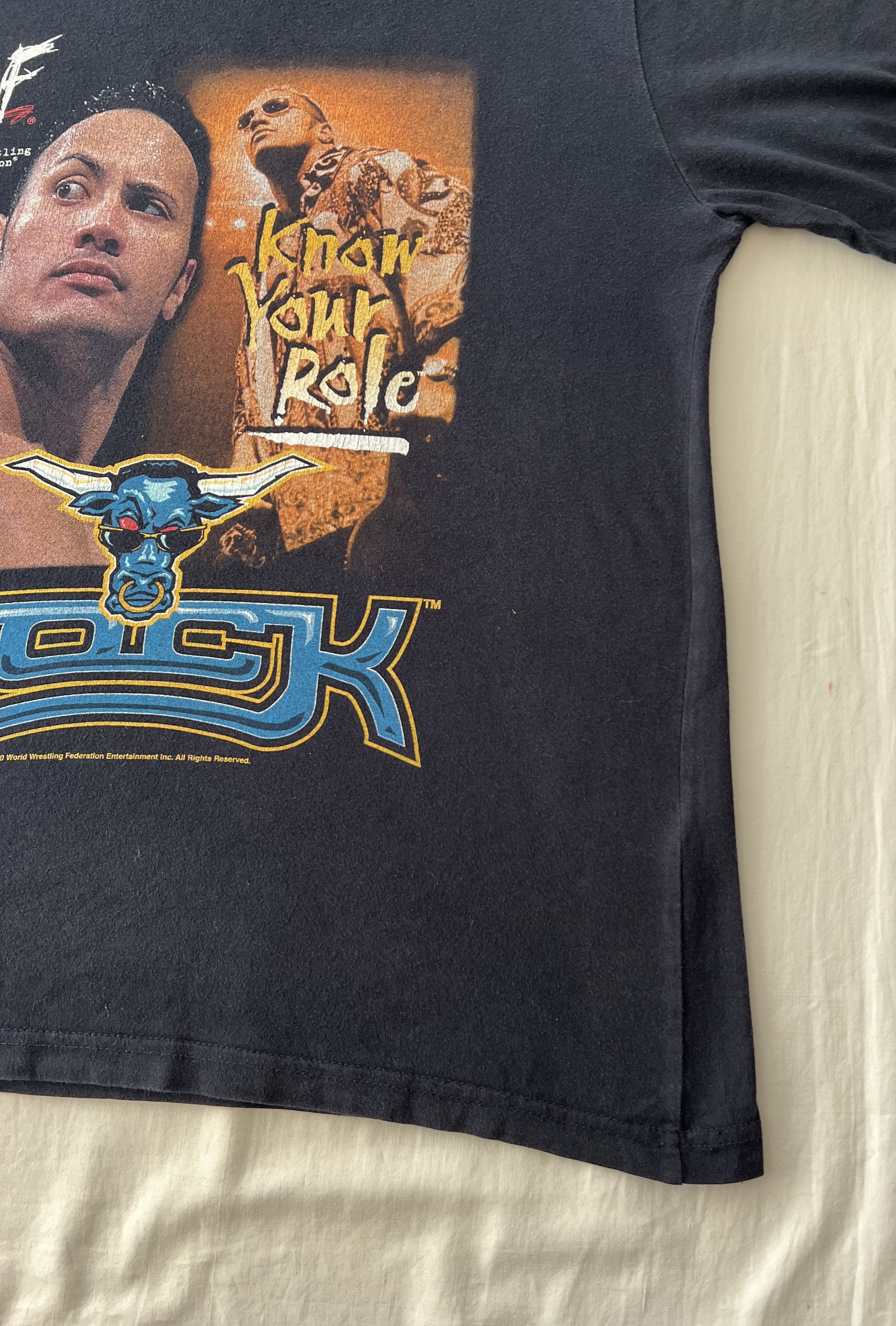 WWE Vintage 2000 The Rock Dwayne Johnson WWE Black T-shirt Size US M / EU 48-50 / 2 - 10 Thumbnail