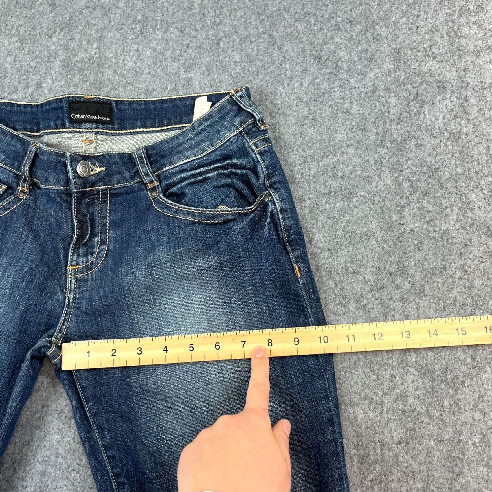 Calvin Klein Calvin Klein Jeans Bootcut 31 32 UK 10 Low Rise Mid Wash Blue Womens Jeans Casual Slimming Size 24" / US 00 / IT 34 - 5 Thumbnail