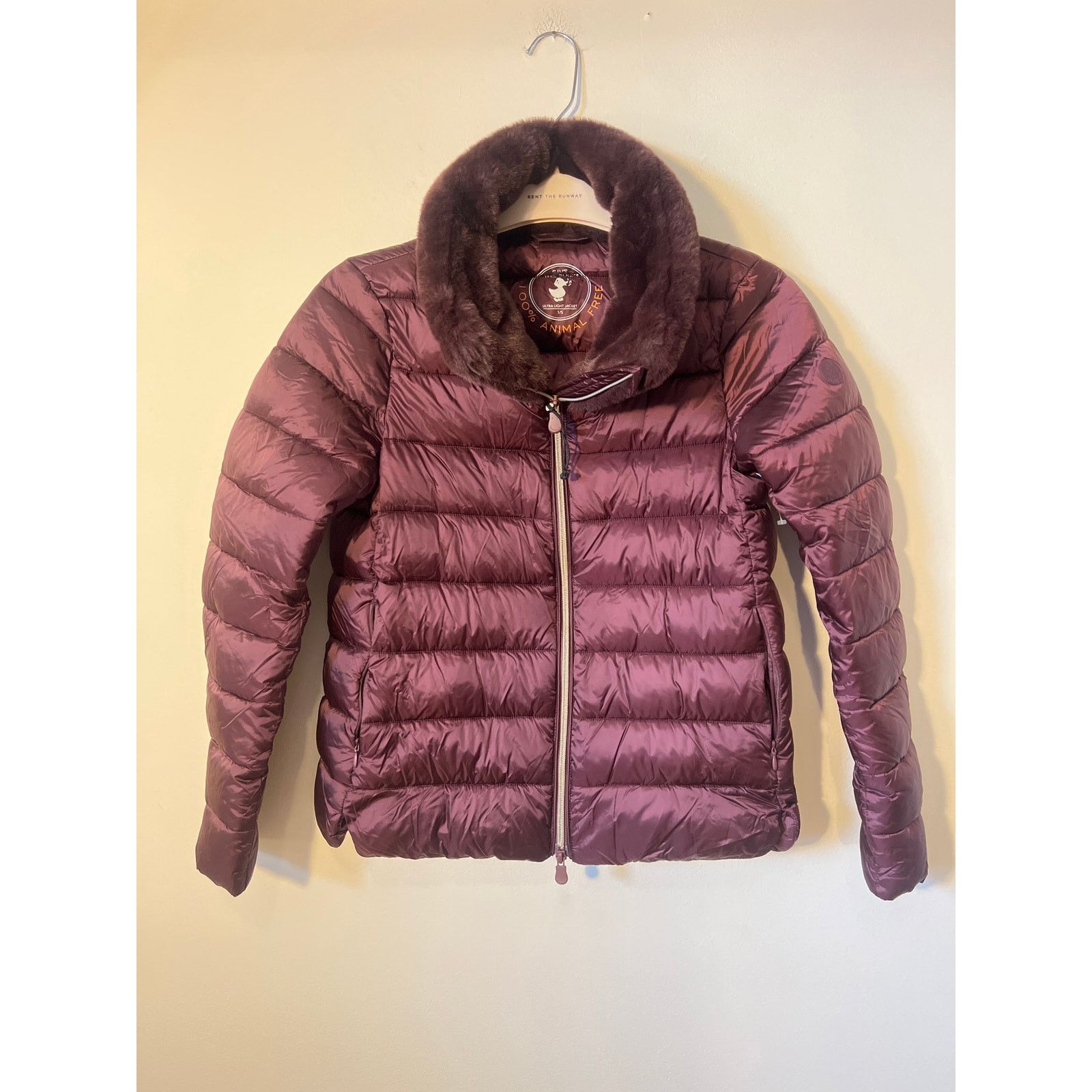 Save The Duck new Save the Duck Sz S Purple Faux Fur Collar Puffer Coat Size S / US 4 / IT 40 - 2 Thumbnail