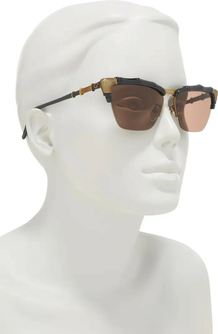GUCCI GG0660S 001 Bamboo Metal Frames Cat Eye Sunglasses