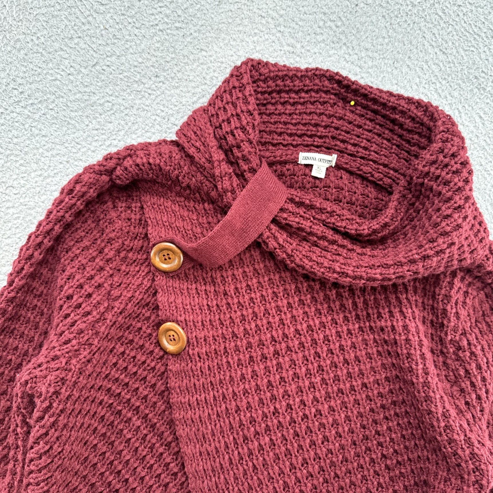 Vintage Zenana Faux Wrap Waffle-Knit Cowl Neck Asymmetrical SweatER Red XL Shirt Womens Size XL / US 12-14 / IT 48-50 - 2 Thumbnail