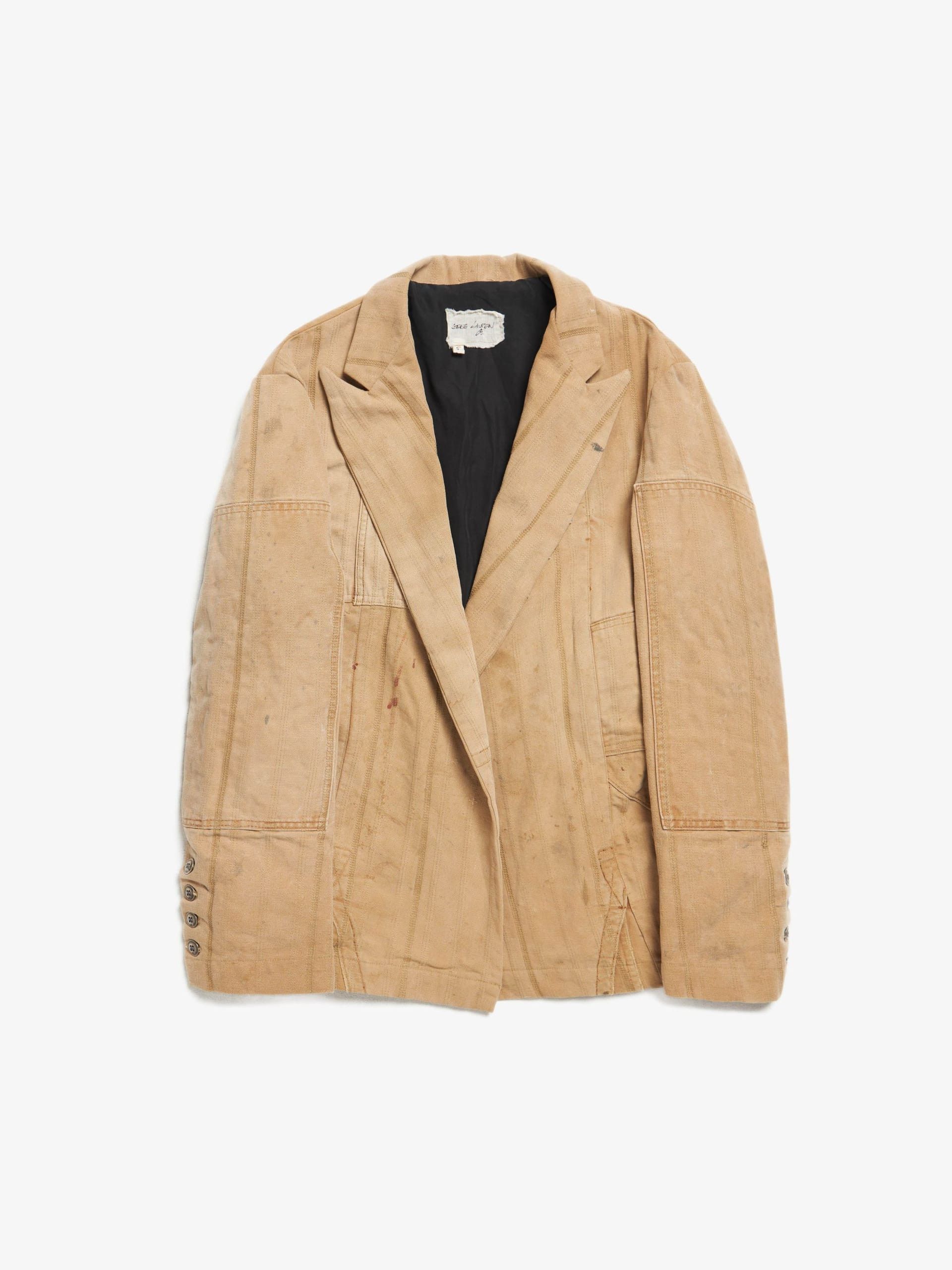 Greg Lauren Mustard Work Canvas Pinstripe Blazer Jacket Size US XXL / EU 58 / 5 - 1 Thumbnail