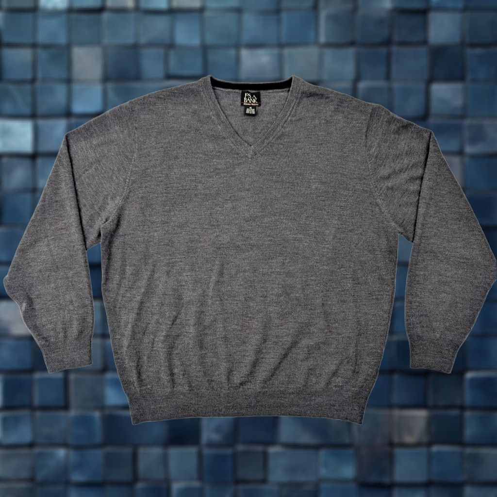 Jos. A. Bank Jos. A. Bank 100% Italian Merino Wool Long Sleeve V-Neck Sweater Men XL Gray Shirt Sweater 90s Preppy Mens Size US XL / EU 56 / 4 - 1 Thumbnail