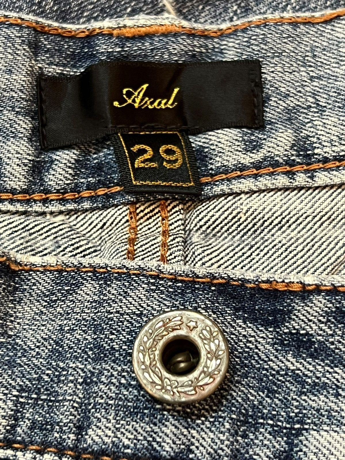 Japanese Brand Vintage Axal Slim Straight, Faded Wash, Distressed Jeans Size US 32 / EU 48 - 9 Thumbnail