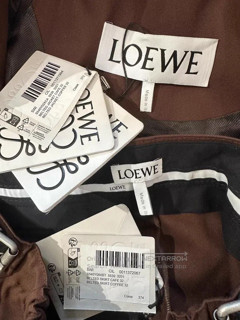 Loewe Loewe 25 Year Show Model Brown Short Coat and Skirt Set Size 4XL / US 24-26 - 8 Thumbnail
