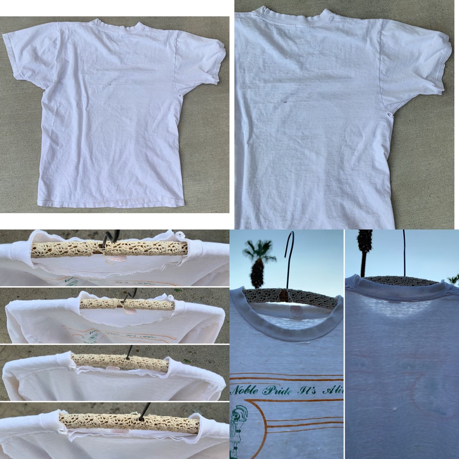 Thrasher Vintage Notre Dame Its Alive T Shirt Collegiate Pacific White Cotton T-Shirt Mens L Graphic Print Distressed Holes 1970s 1980s Size US L / EU 52-54 / 3 - 10 Thumbnail