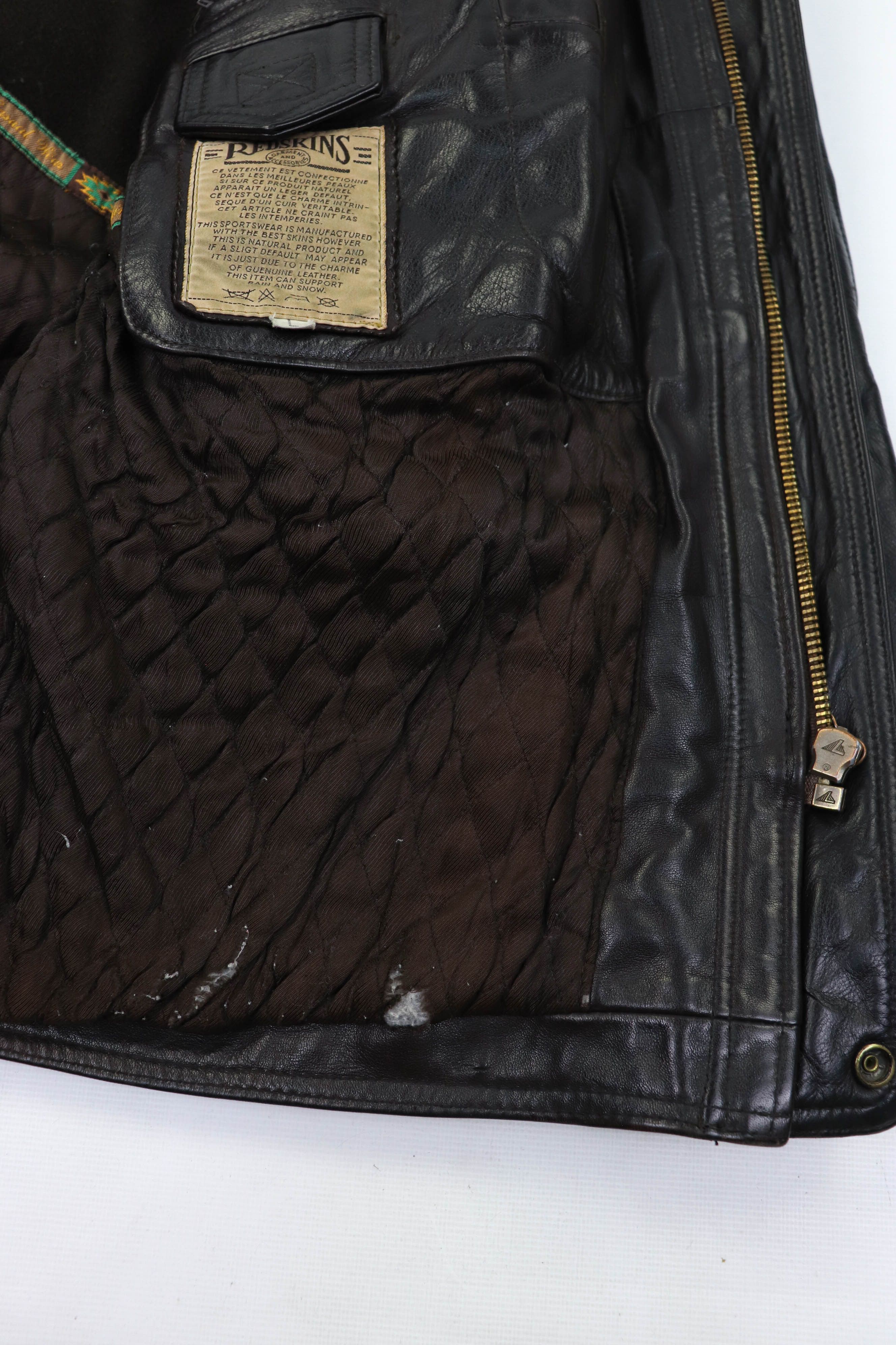 NFL 90s Vintage REDSKINS Black Heavy Leather Jacket Parka Size US L / EU 52-54 / 3 - 18 Thumbnail