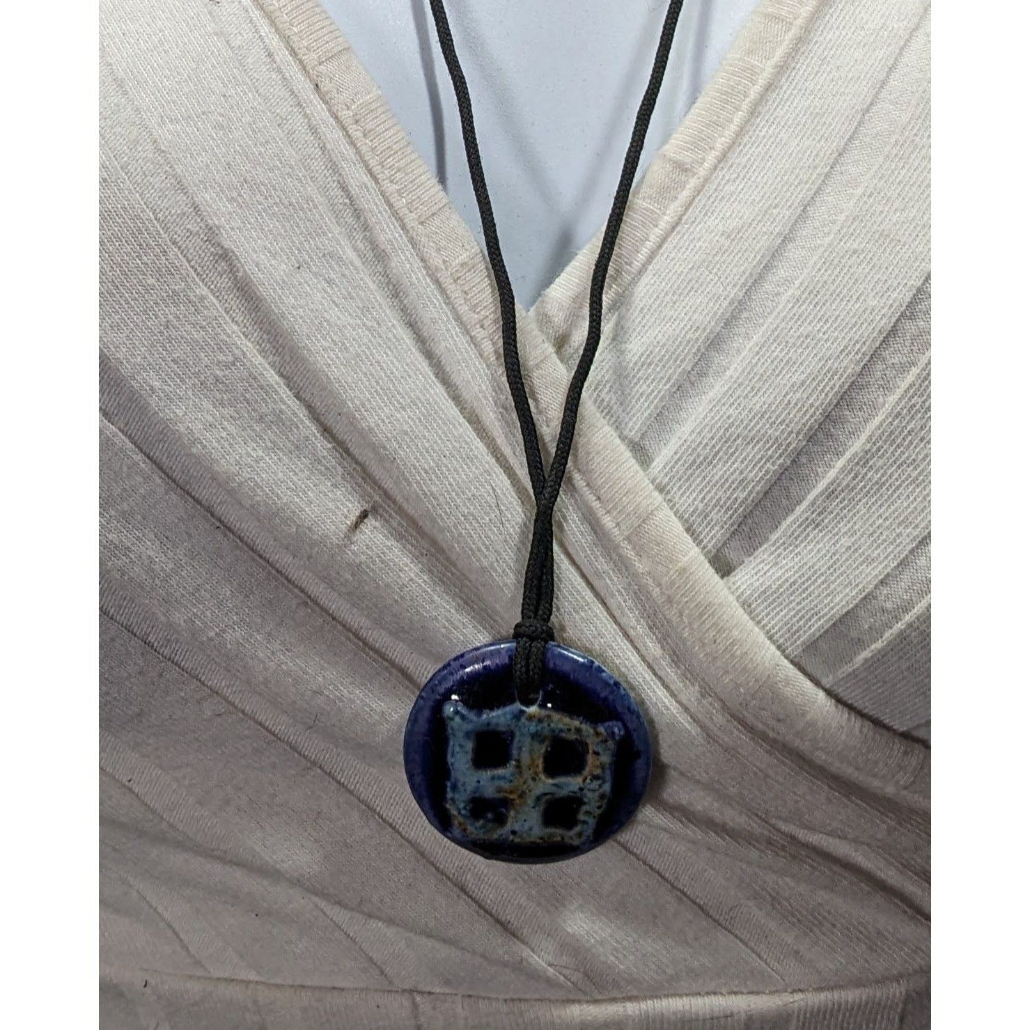 Other Handmade Ceramic Blue Glazed Pendant Necklace Size ONE SIZE - 6 Thumbnail