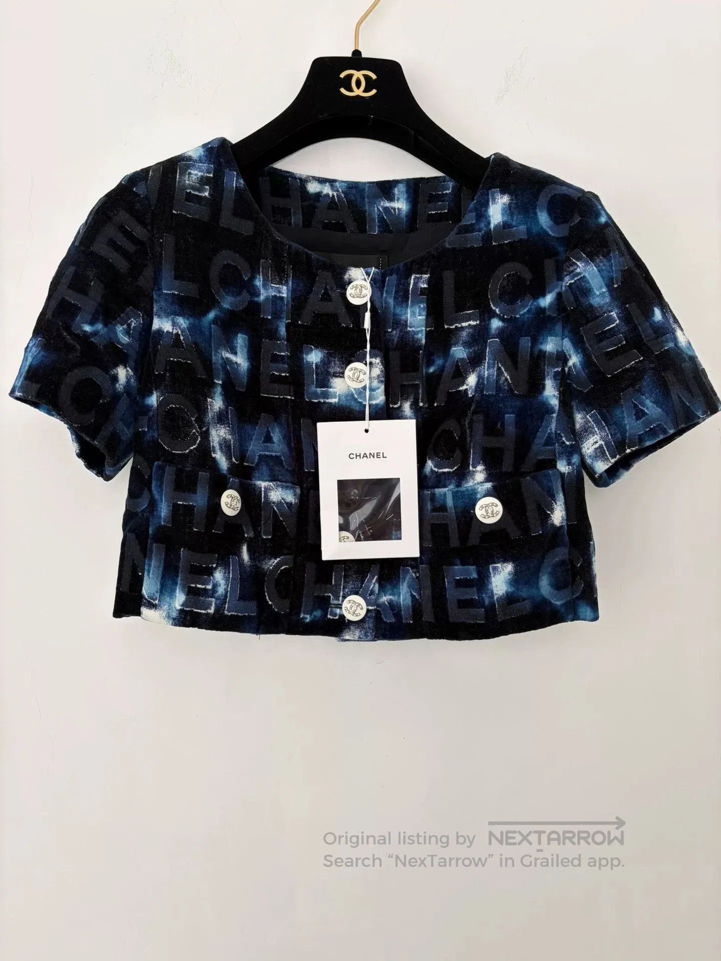 Chanel Chanel Blue Letter Crystal Button Short Jacket. Size US S / EU 44-46 / 1 - 1 Thumbnail
