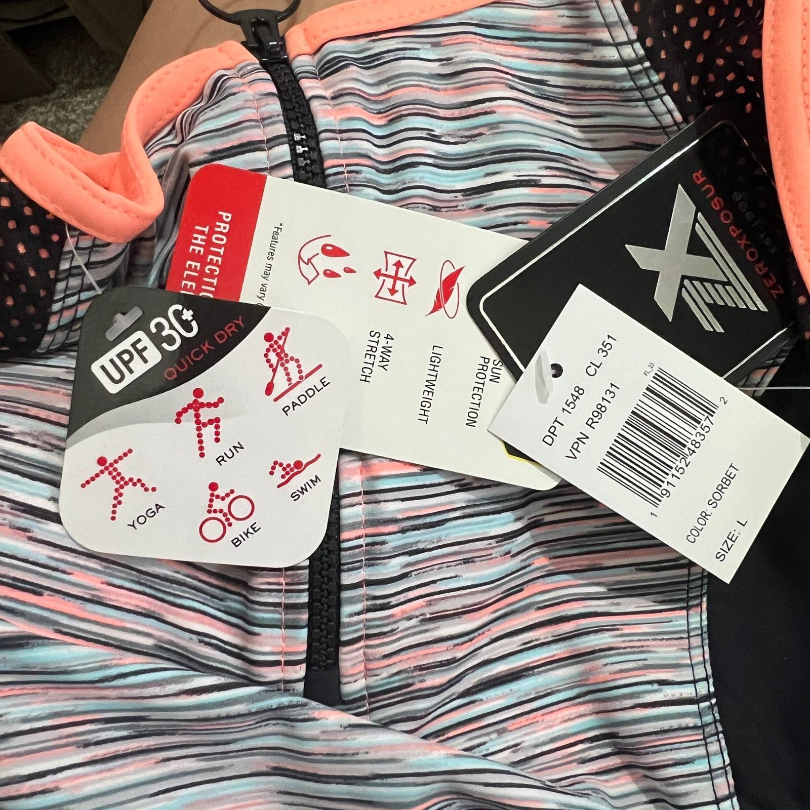 ZeroXposur 1/4 Zip Front Sun Smart Scuba Tankini Racerback Swim Top Size L / US 10 / IT 46 - 6 Thumbnail