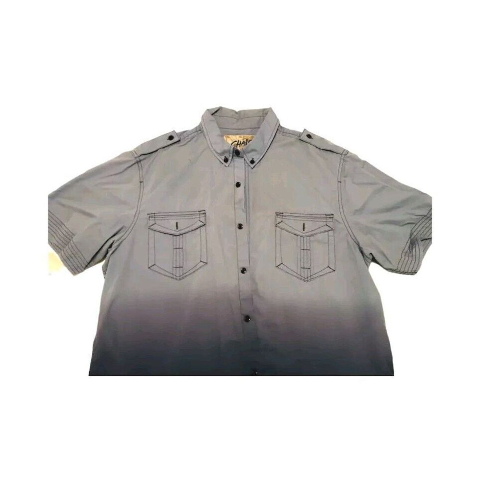 The Unbranded Brand Chalc Men's Shirt Blue Grey XL Long Sleeve Button-Up Cotton Size US XL / EU 56 / 4 - 1 Thumbnail