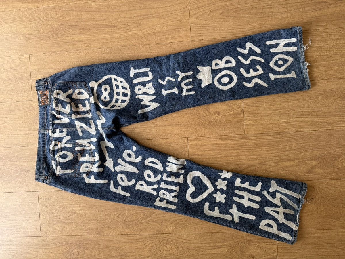 W&LT W&LT Bleach Graffiti Jeans Size US 33 - 2 Thumbnail