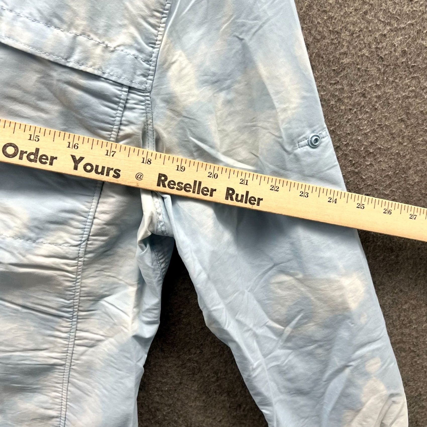 Vintage L.L. Bean Shirt Womens PM Petite Medium Blue Nylon Vented Outdoors Fishing Geometric Pockets Button Collar Long Sleeve Size M / US 6-8 / IT 42-44 - 4 Thumbnail
