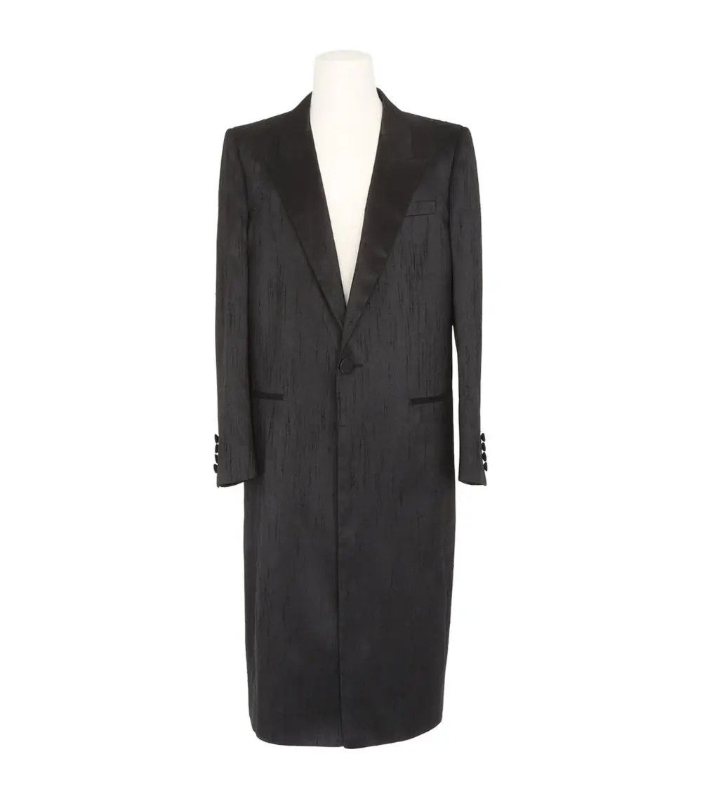 Saint Laurent Paris o1s1wg111124 Manteau Satin Shantung Coat in Black Size US XL / EU 56 / 4 - 1 Thumbnail