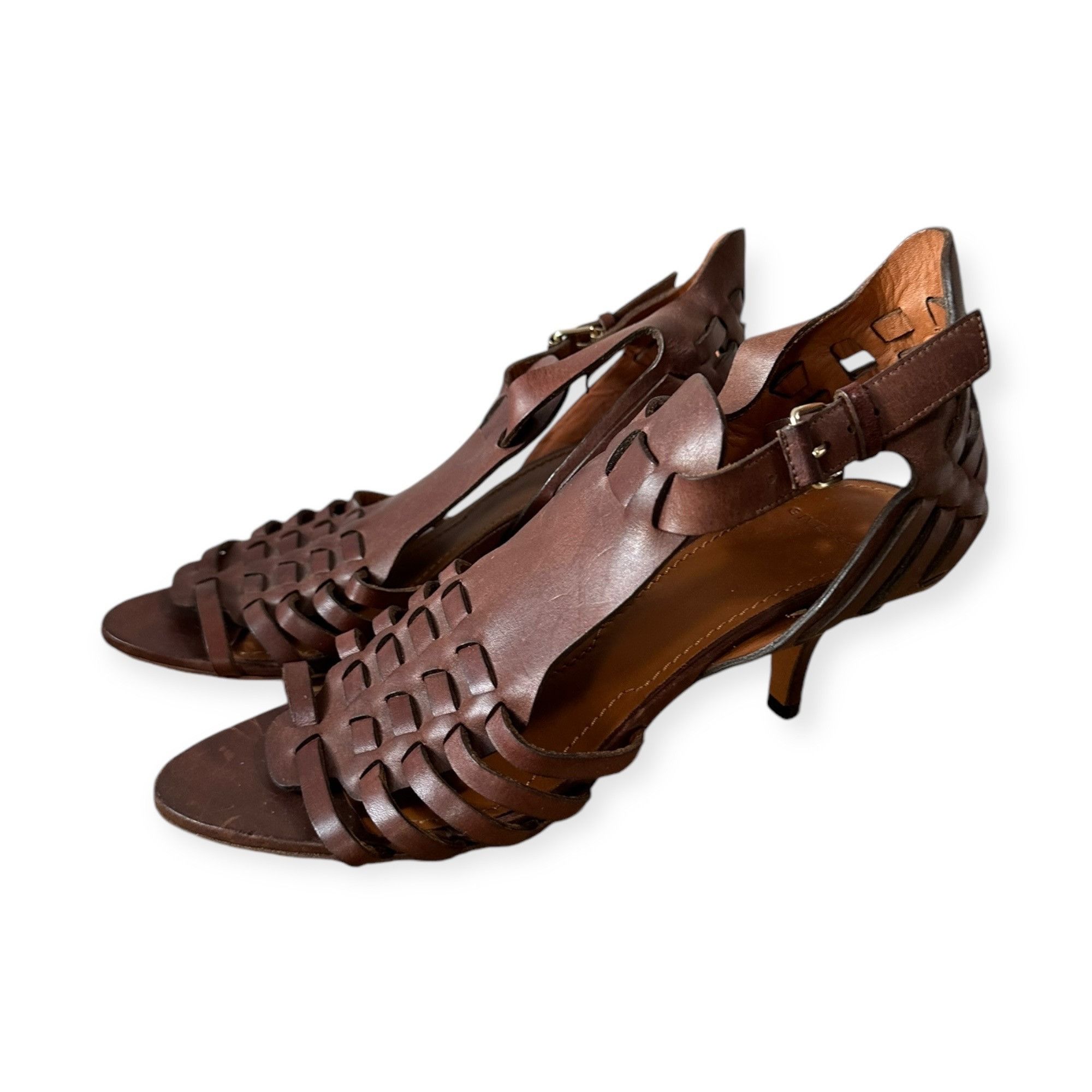 Givenchy Givenchy Brown Leather Gladiator Huarache Sandal, Mid Heel, Size US 8.5 / IT 38.5 - 3 Thumbnail