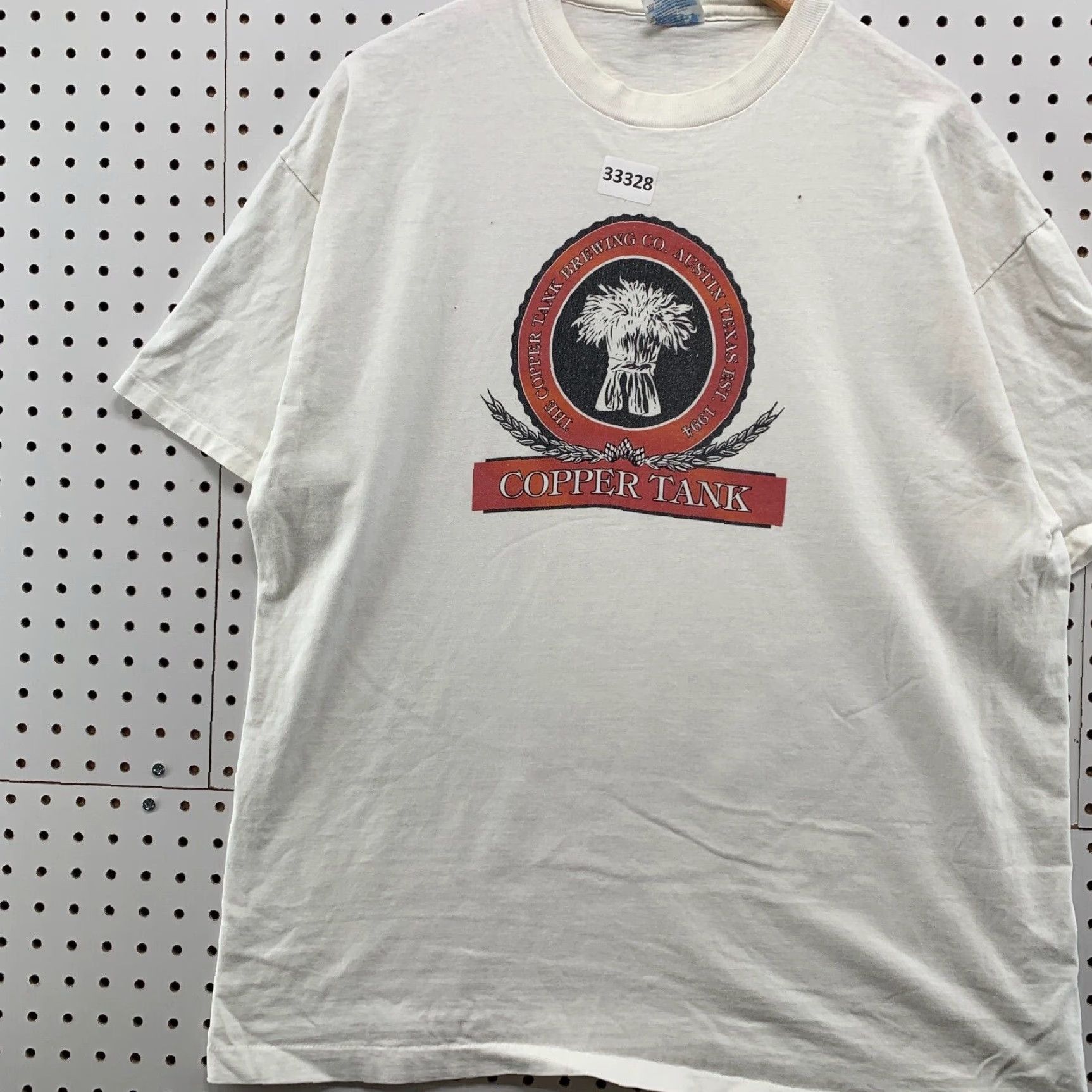 Hanes VINTAGE 90s Copper Tank Beer Shirt Mens XL White Hanes Crew Neck Short Sleeve 23x30 USA Mens Men Size US XL / EU 56 / 4 - 4 Thumbnail