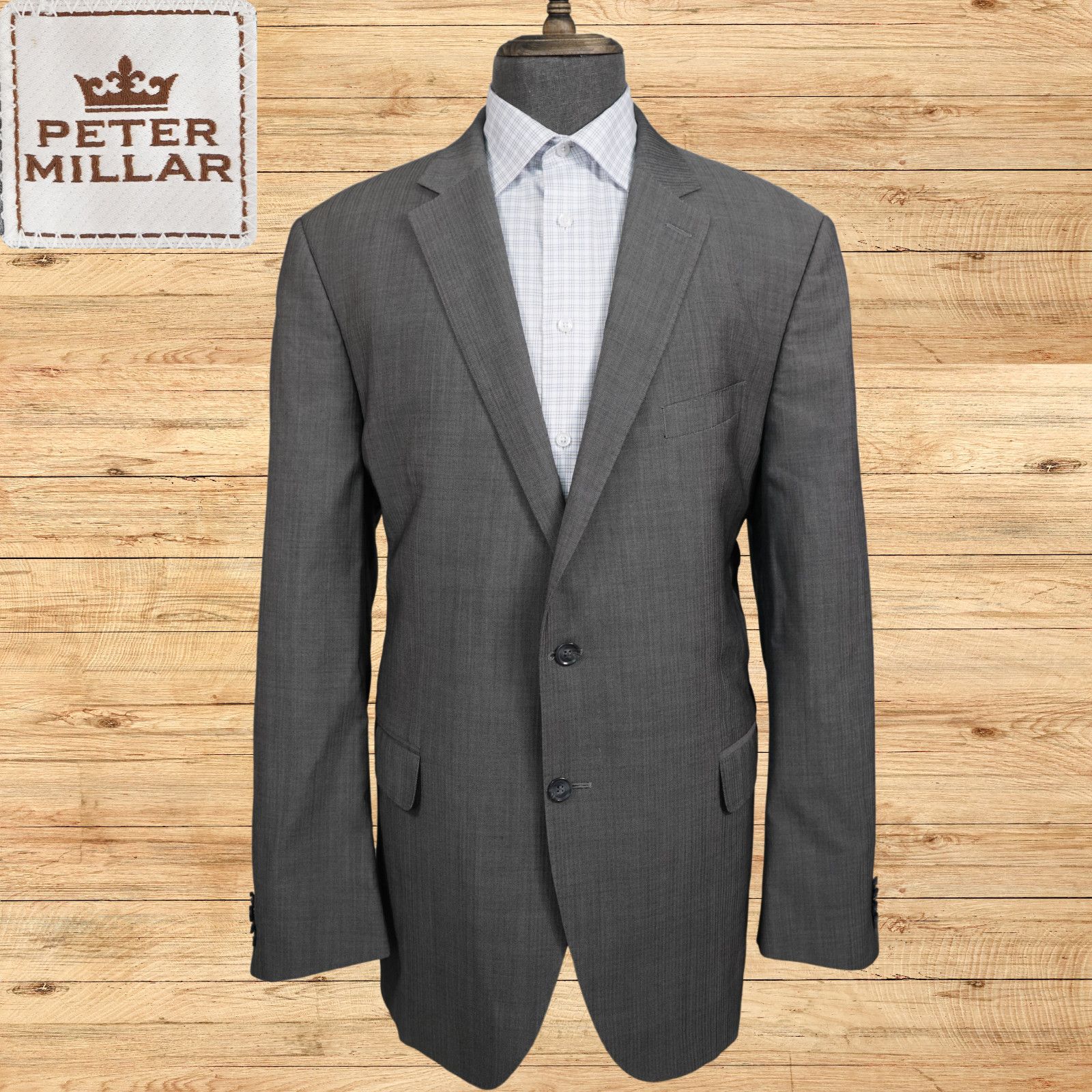 Peter Millar Sport Coat Mens 46T Gray Wool Union Made