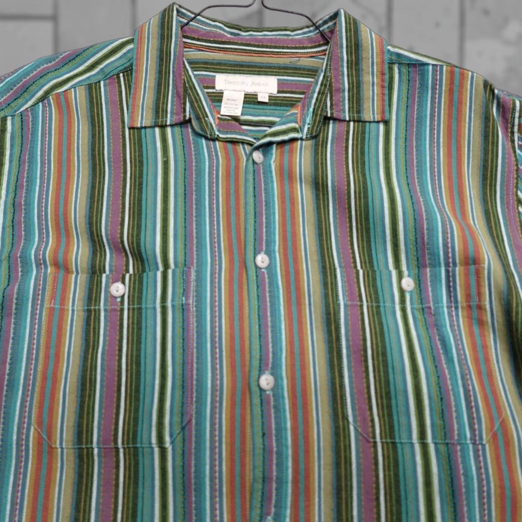 The Territory Ahead Territory Ahead Shirt LT Blue Green Striped 100% Cotton Jacquard Button-Up Outdoor Pockets Men LT Size US L / EU 52-54 / 3 - 1 Thumbnail