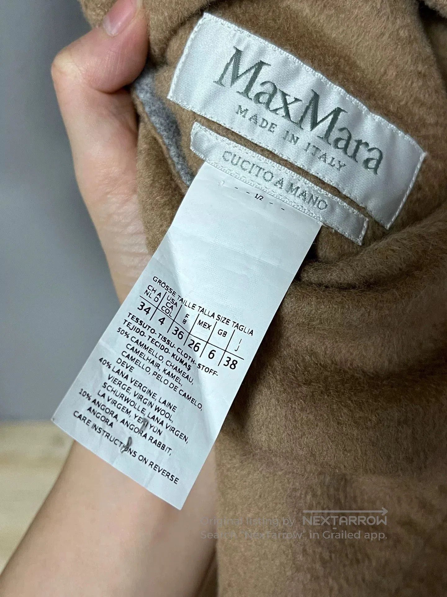 Max Mara Maxmara Beige Color Block Wool Coat. Size XS / US 0-2 / IT 36-38 - 3 Thumbnail
