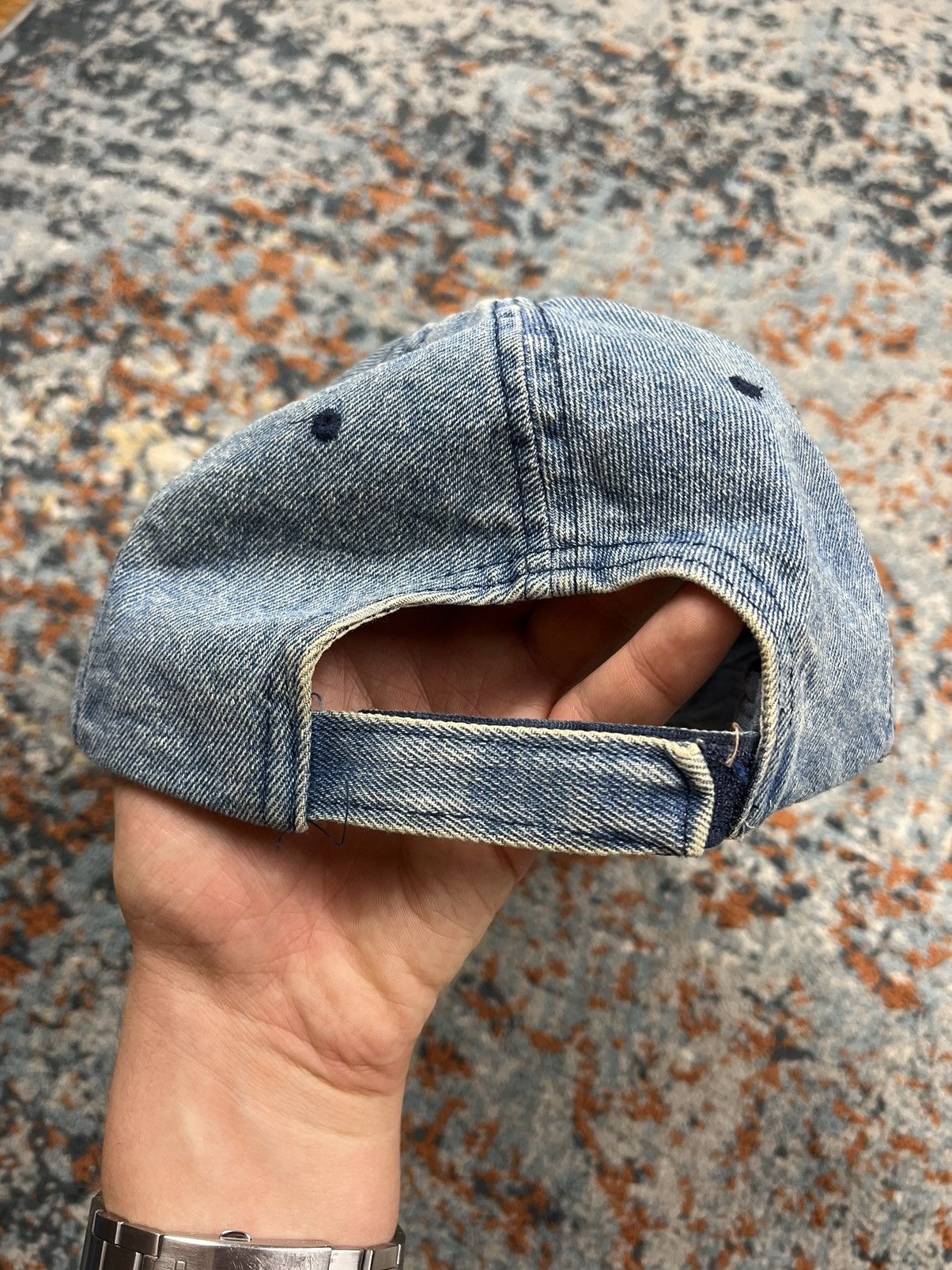 Vintage Vintage 90s Distressed Denim washed faded jeans hat Size ONE SIZE - 4 Thumbnail