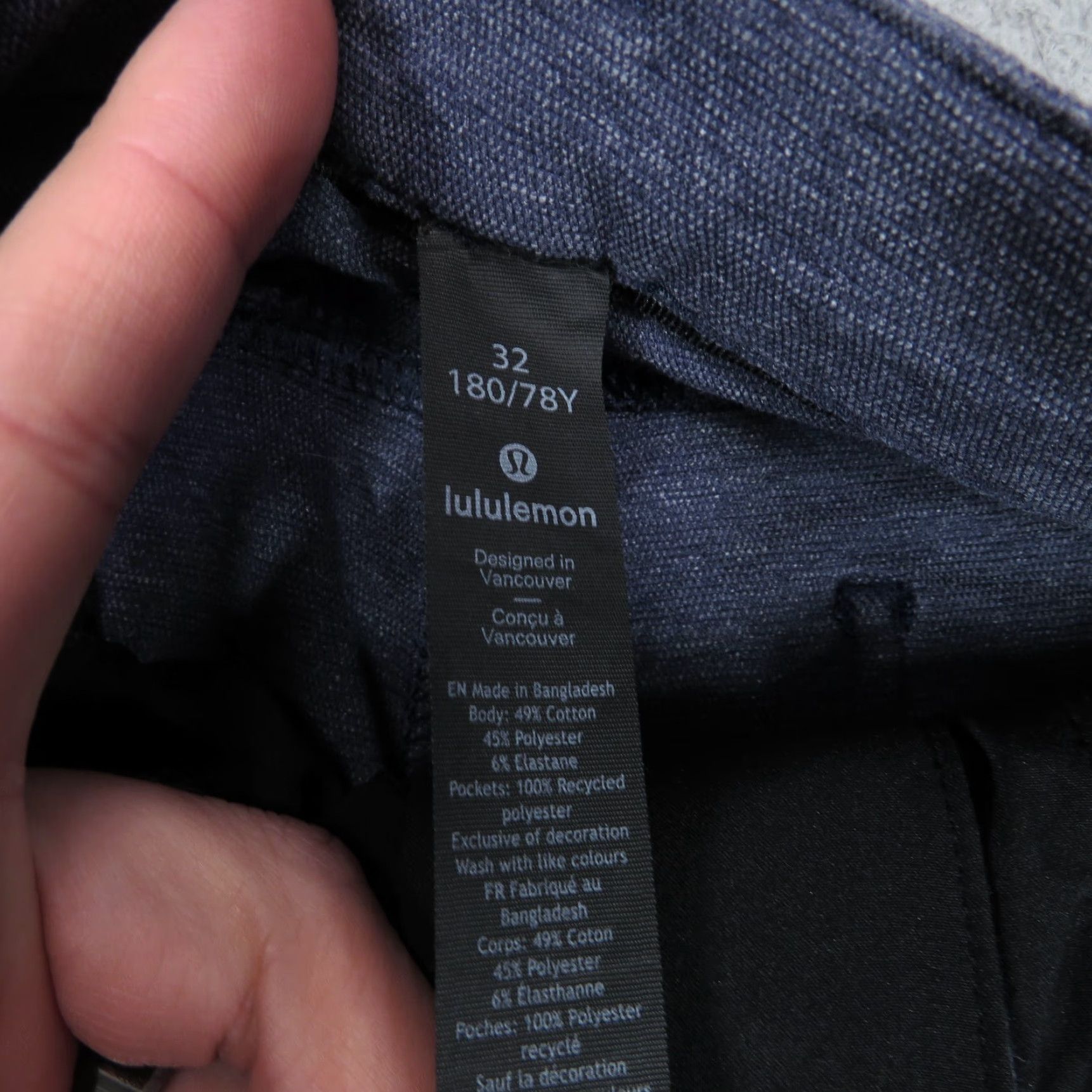 Lululemon Lululemon ABC Pants Mens 32x27 Heather Navy Skinny Fit Utilitech Jeans Commute Size US 32 / EU 48 - 7 Thumbnail