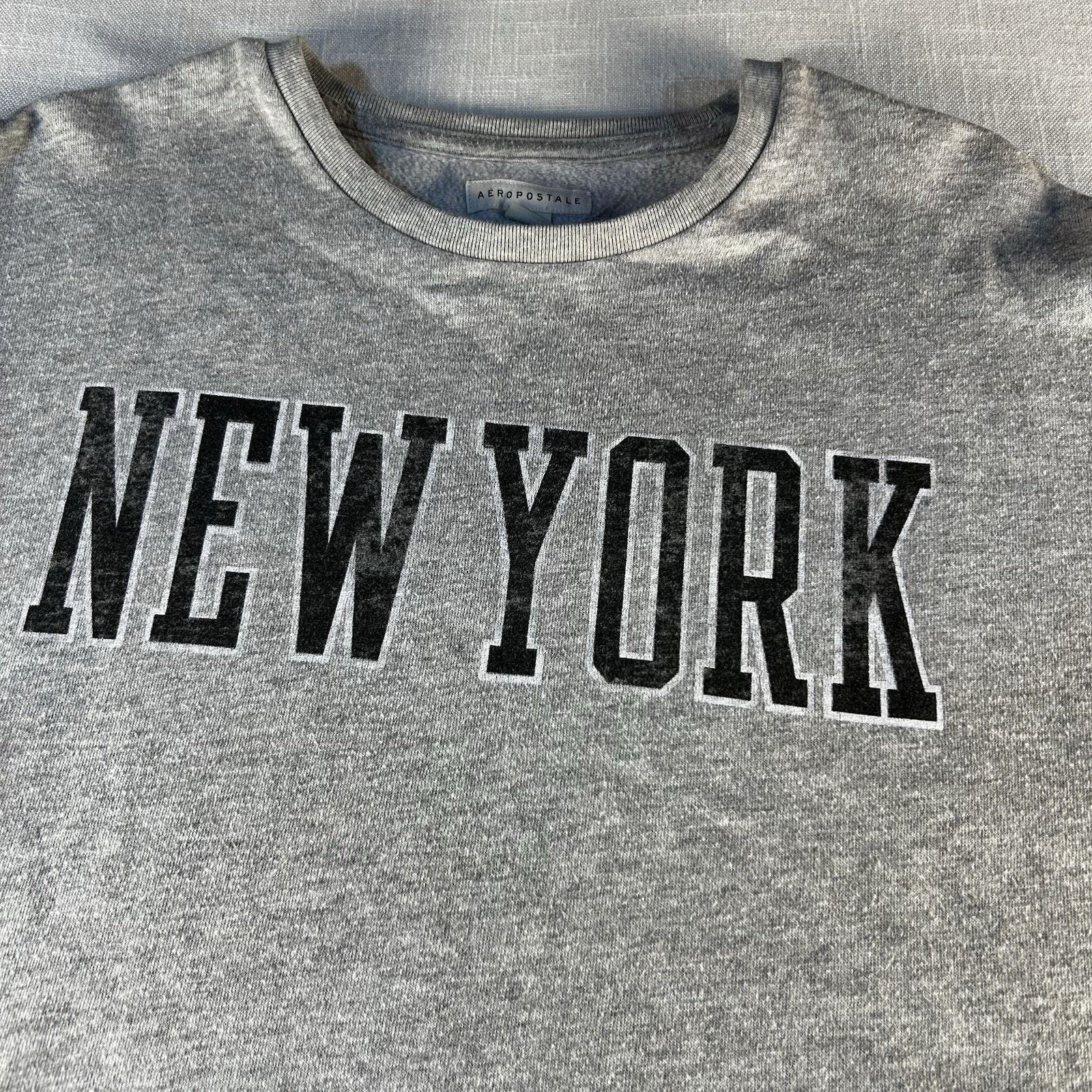 Aeropostale Aeropostale NY Gray Pullover Sweatshirt S Crewneck Size S / US 4 / IT 40 - 2 Thumbnail