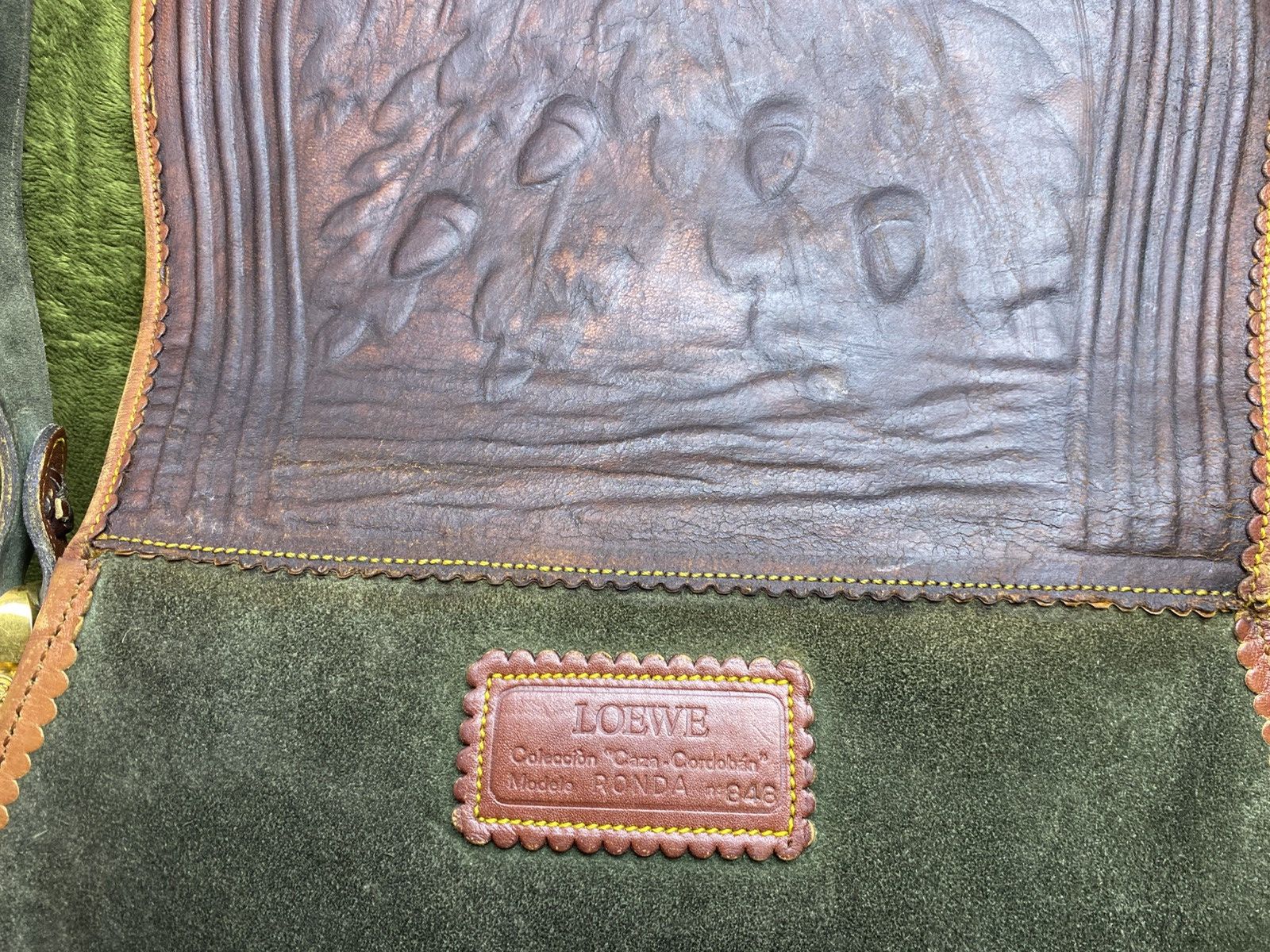 Loewe LOEWE Caza cordoban green suede and brown leather Size ONE SIZE - 16 Thumbnail