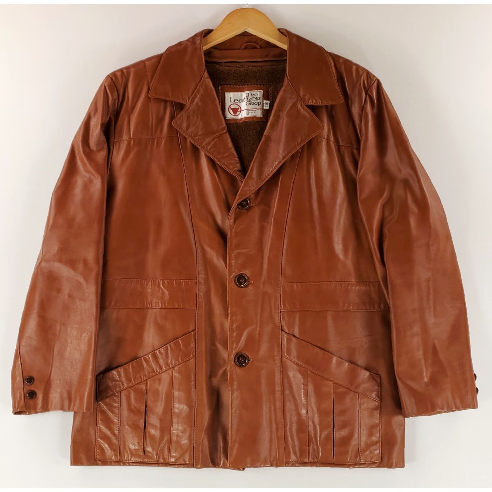 Sears VINTAGE Sears Leather Shop VTG 70s Leather Jacket Car Coat Brown Mens 46 Reg Jacket Mens Brown 46 Reg Size US S / EU 44-46 / 1 - 2 Thumbnail