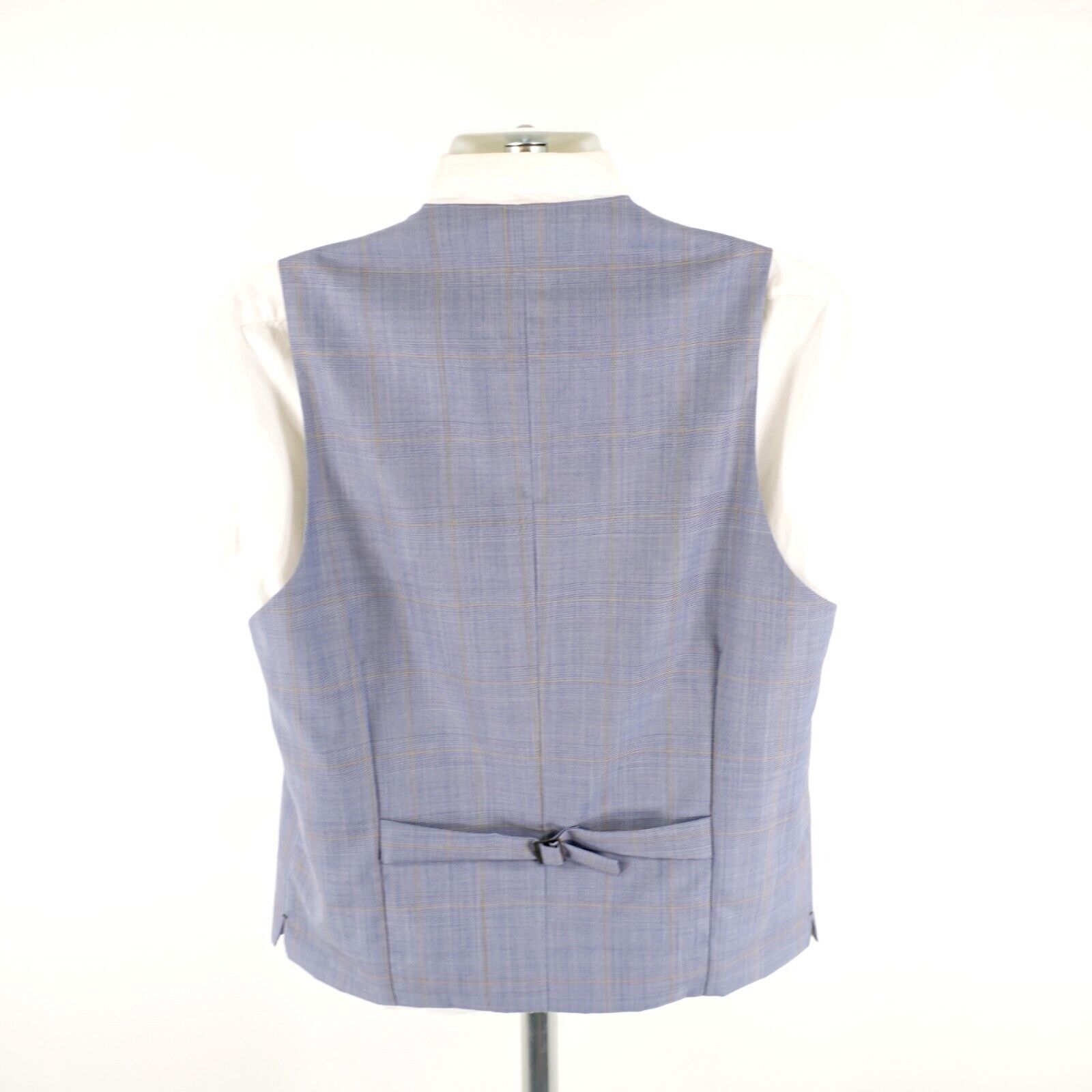 Vitale Barberis Canonico Vitale Barberis Canonico Super 140s Blue Plaid 2 Piece Vest Size 42L - 15 Thumbnail