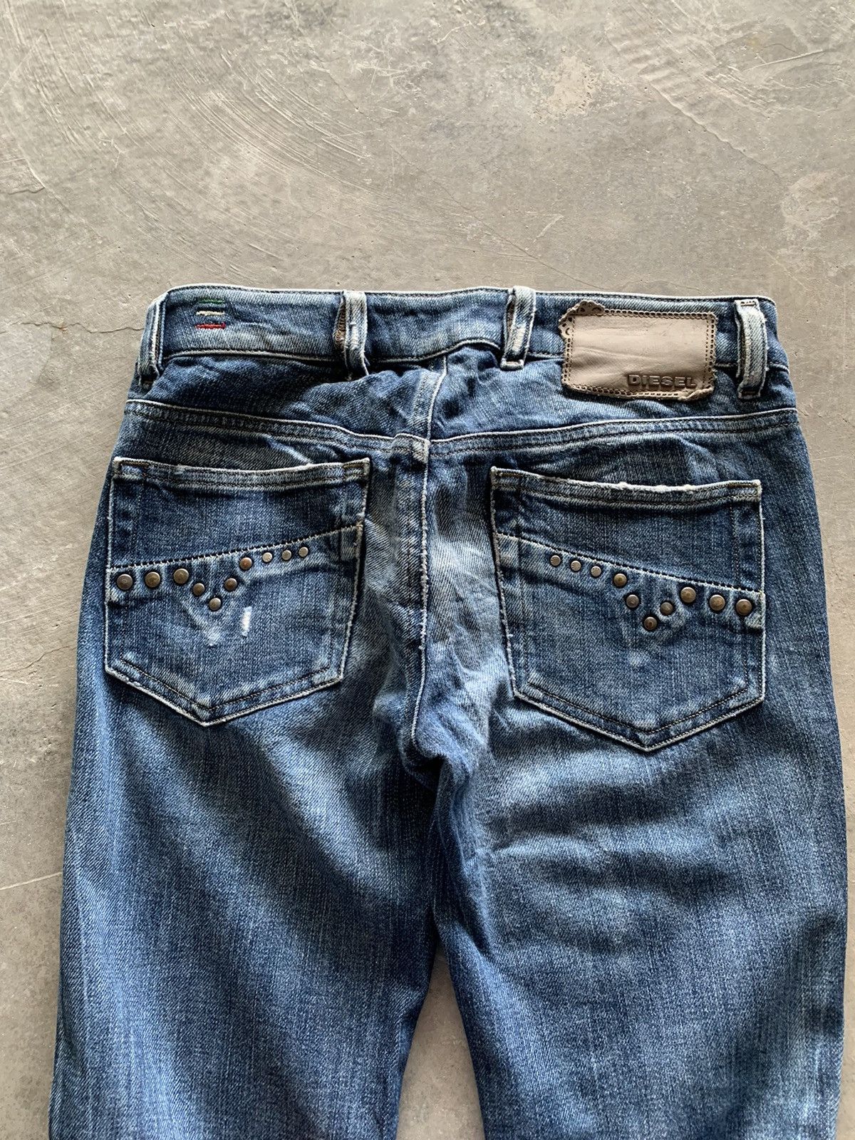 Designer × Diesel vintage diesel jeans season faded washed studded backpocket Size US 29 - 11 Thumbnail