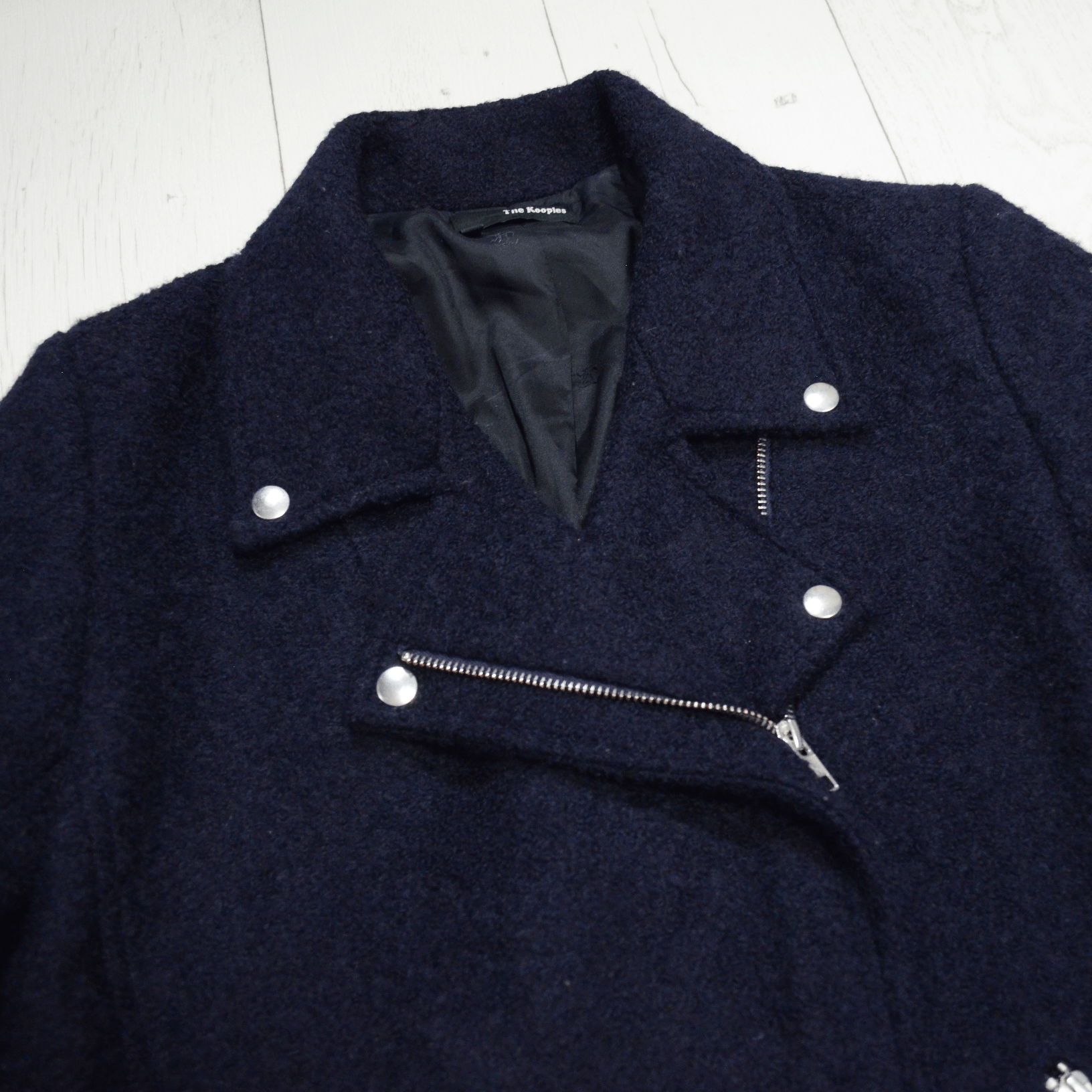 Designer × The Kooples The Kooples Wool Coat Navy Blue Size 38 Full Zip Size XS / US 0-2 / IT 36-38 - 5 Thumbnail