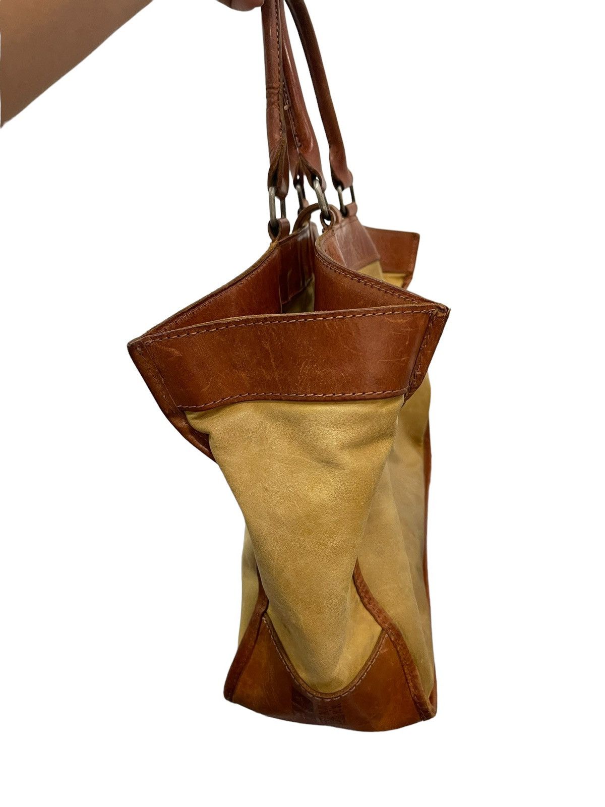Japanese Brand Full Leather Patina Vtg Old by New Japan Tote Bag 1🟩 Size ONE SIZE - 4 Thumbnail