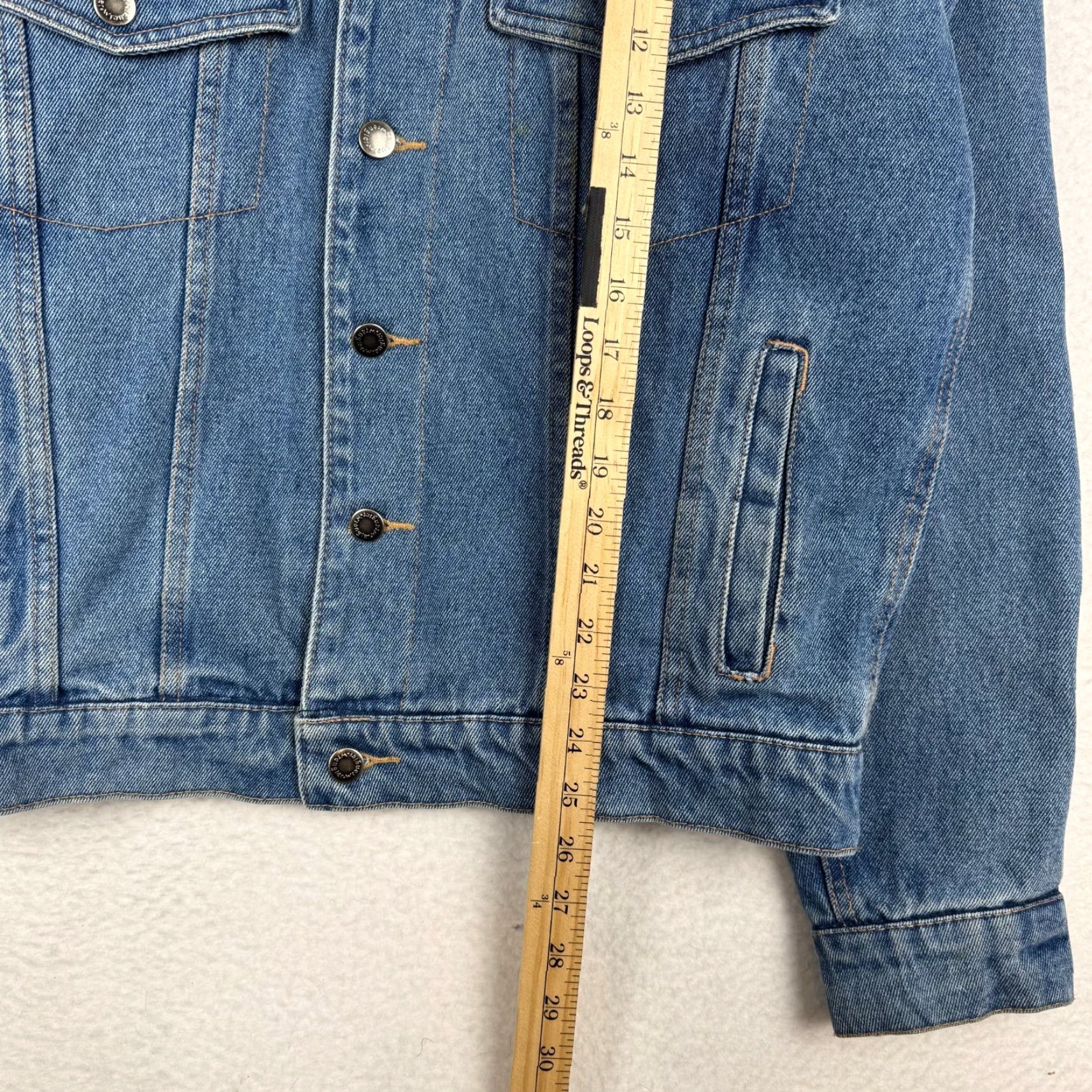 Wrangler VINTAGE Wrangler Hero Mens Small Denim Jacket Trucker Workwear Lined Blanket Knit 90s Blue Wool? Size US S / EU 44-46 / 1 - 7 Thumbnail
