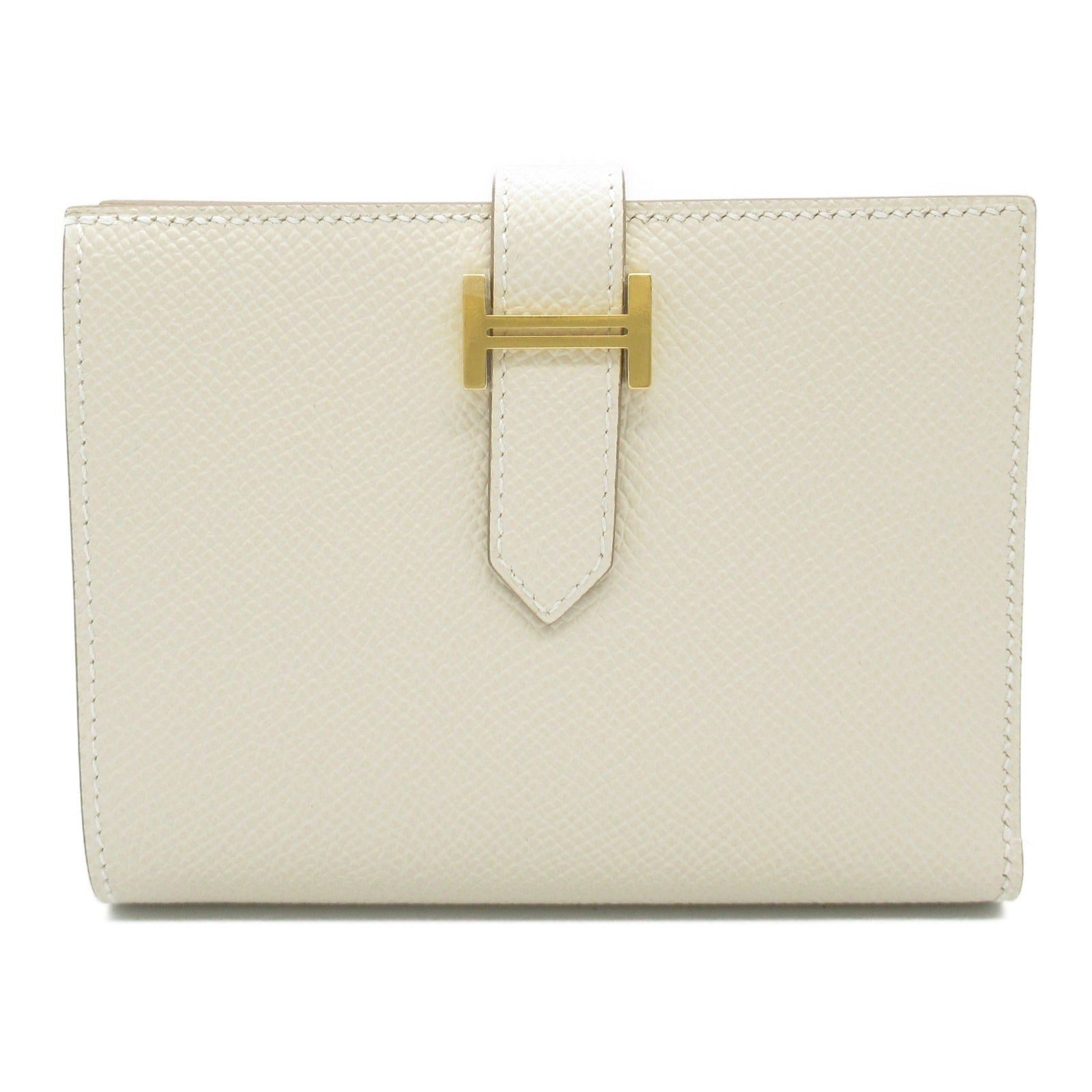 Hermes Hermes Bearn Compact Kure Bi-Fold Wallet Leather Veau Epsom Ivory Gold Hardware Double Engraved Size ONE SIZE - 1 Thumbnail