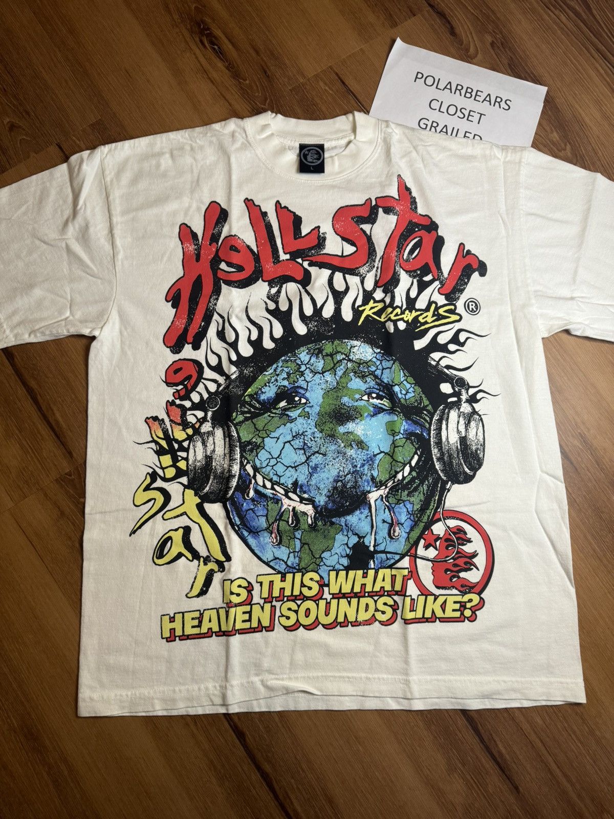 image of Hellstar Heaven On Earth Records Tee in Cream, Men's (Size Small)