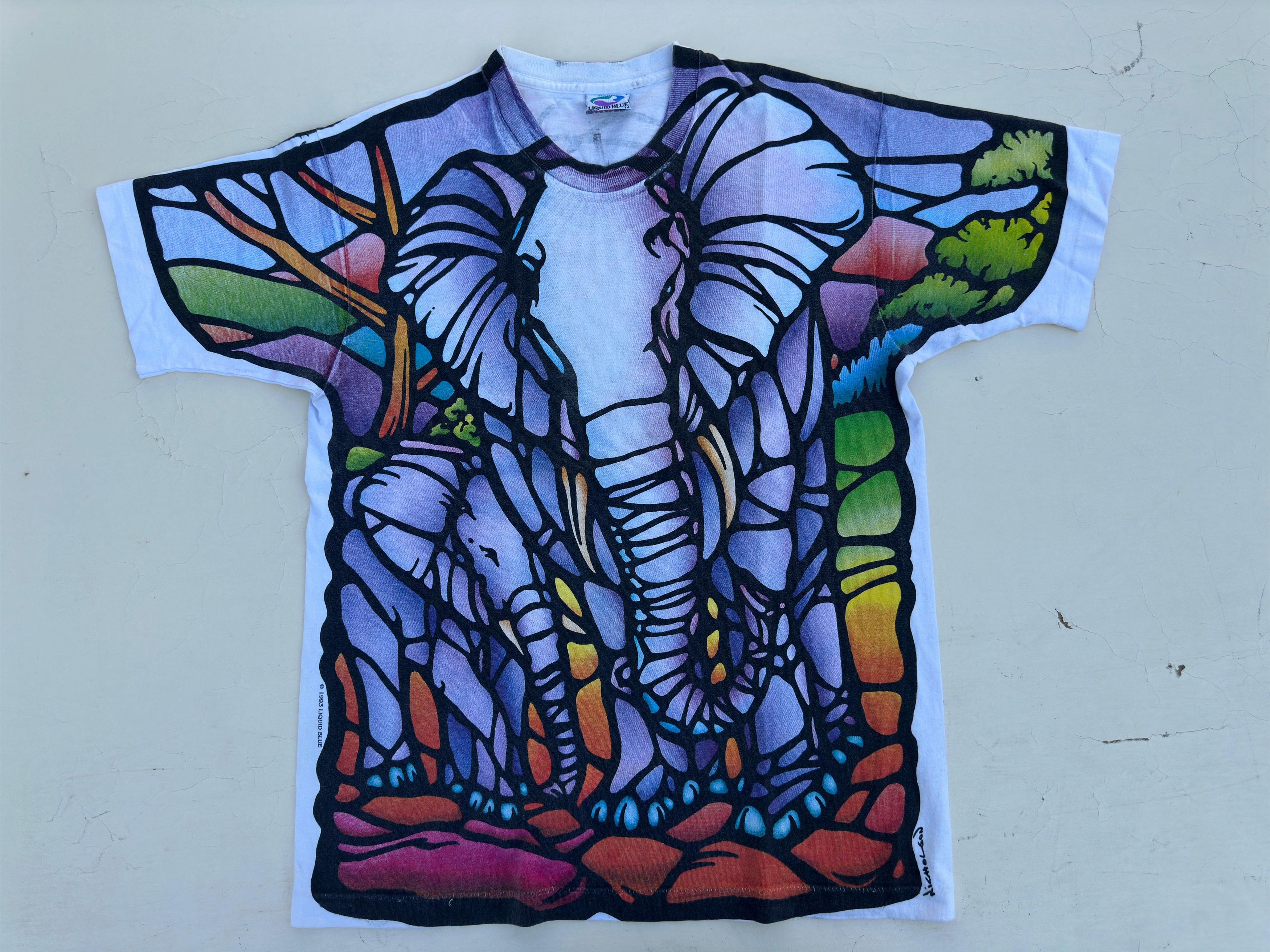 Liquid Blue Vintage 1993 Elephant AOP liquid blue t shirt Size US L / EU 52-54 / 3 - 1 Thumbnail