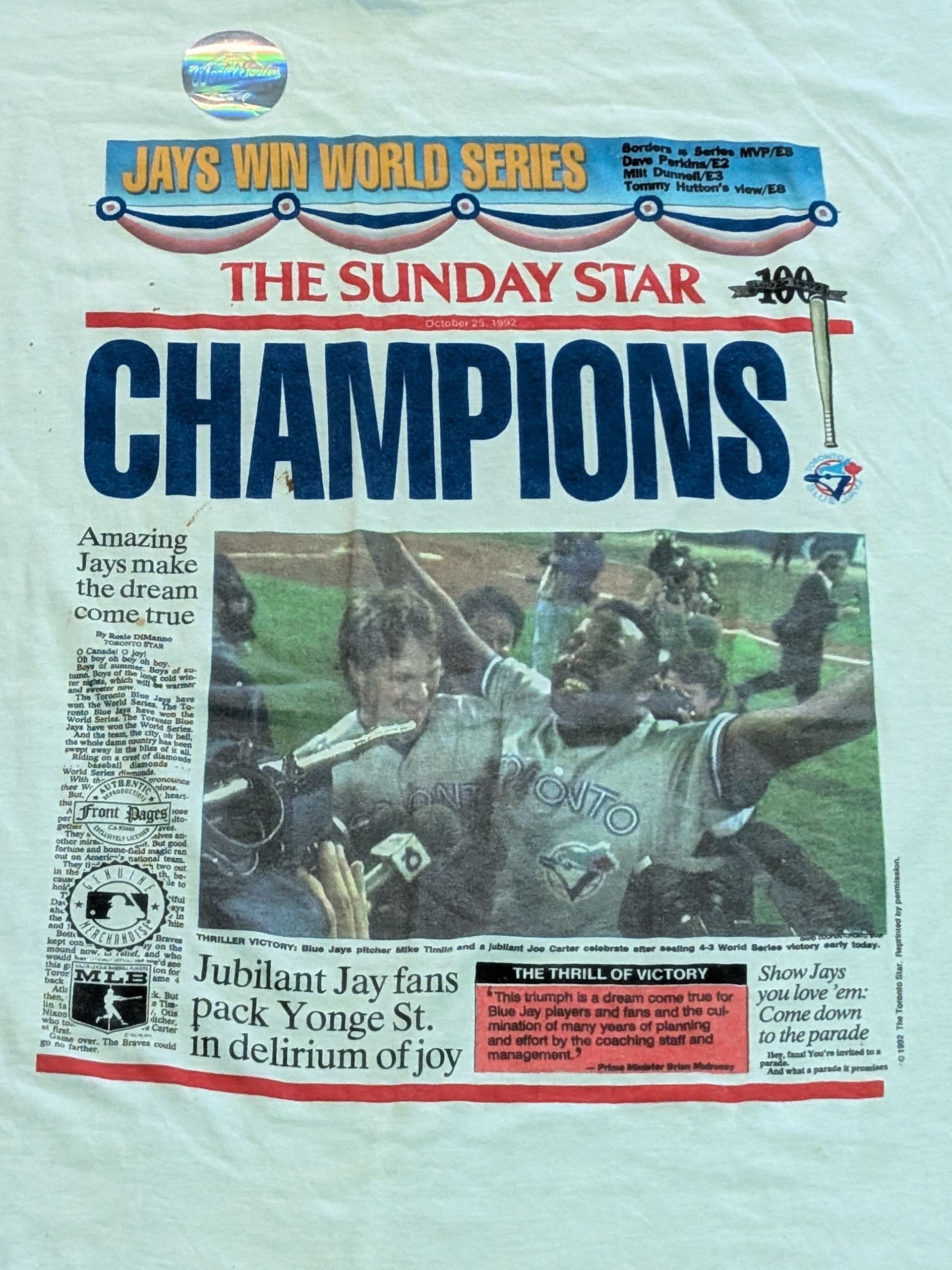 Other 1992 Star Toronto Blue Jays Champions (1) T-Shirt Size XL Size US XL / EU 56 / 4 - 2 Thumbnail