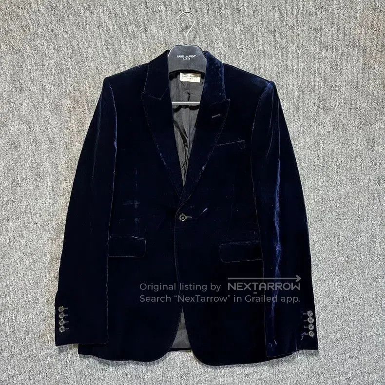 Saint Laurent Dark Blue Velvet Blazer.
