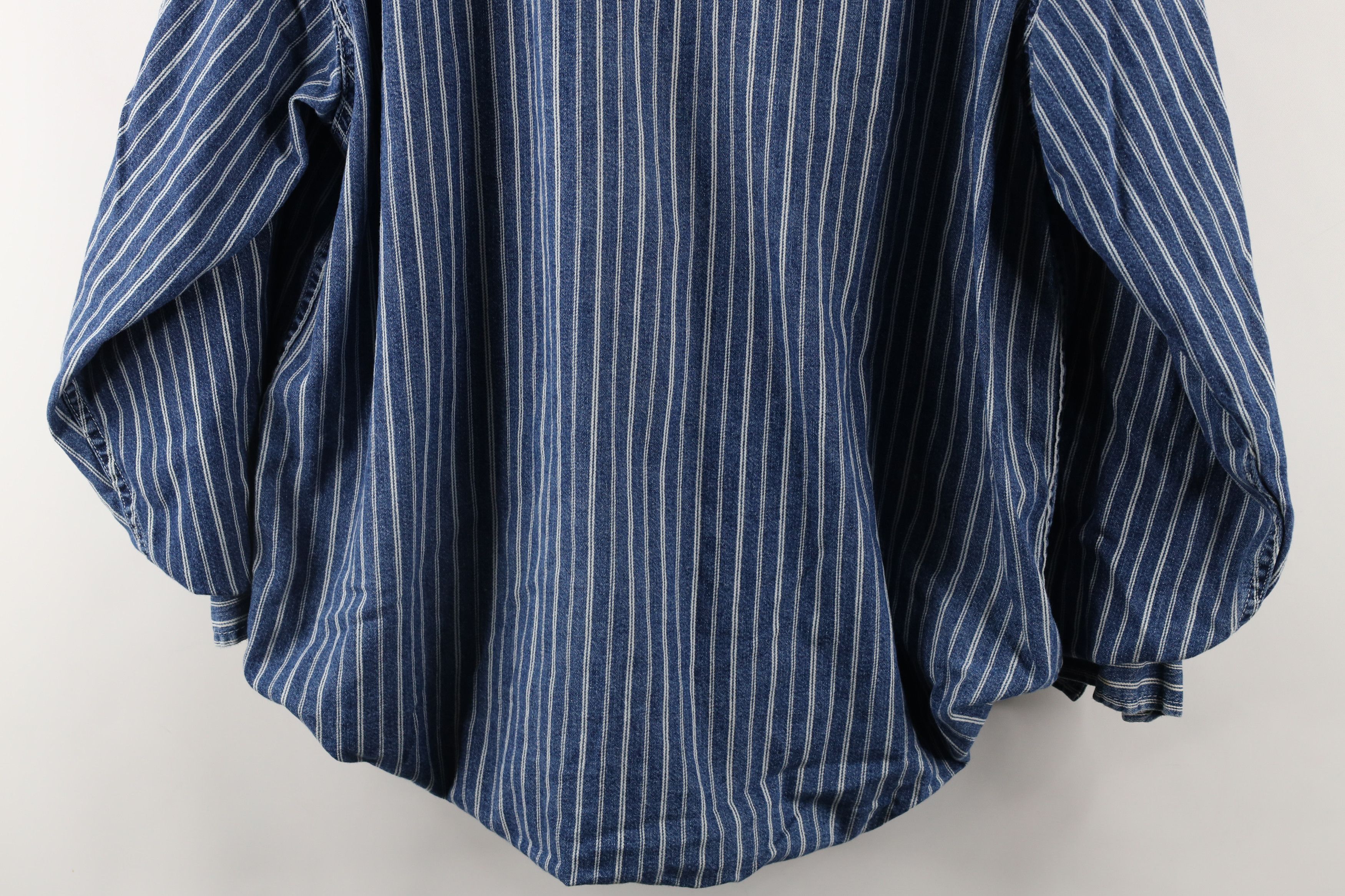 Vintage Vintage Streetwear Striped Denim Thermal Lined Shirt Jacket Size US XL / EU 56 / 4 - 14 Thumbnail