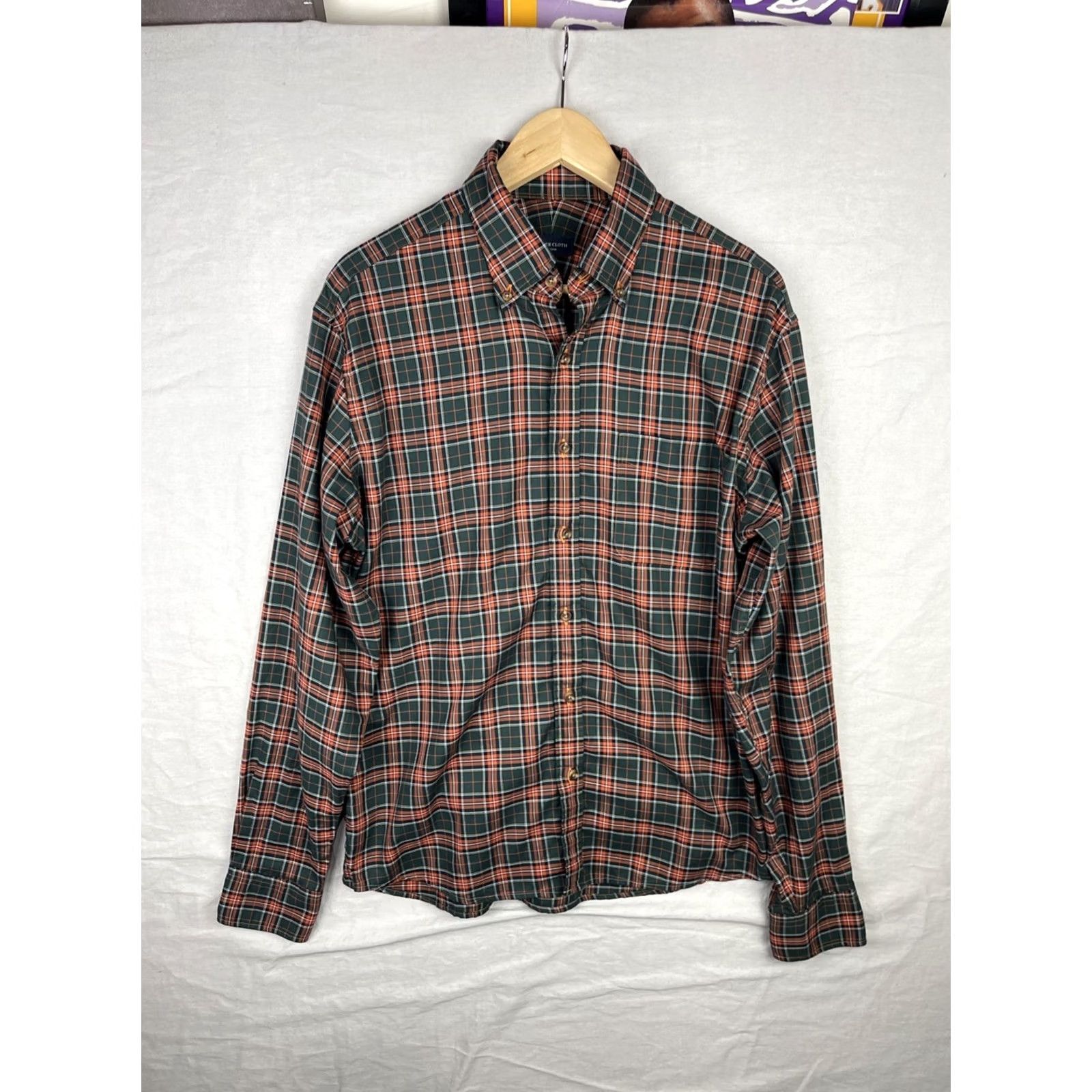 Proper Cloth Proper Cloth Shirt Mens Medium Green Orange Button-Down Untucked Long Sleeve Size US M / EU 48-50 / 2 - 2 Thumbnail