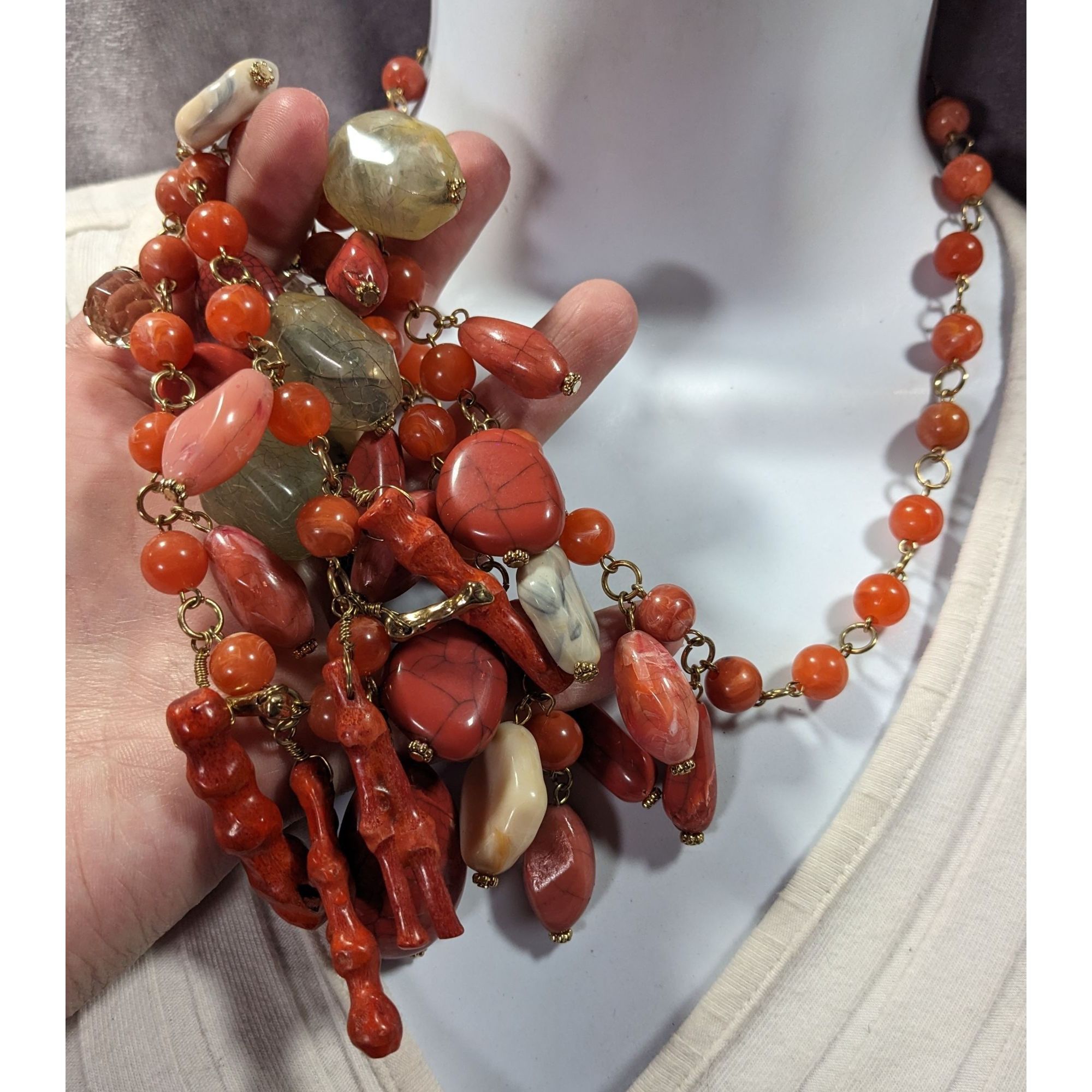 Other Vintage Mermaidcore Beaded Acrylic And Coral Fringe Necklace Size ONE SIZE - 4 Thumbnail